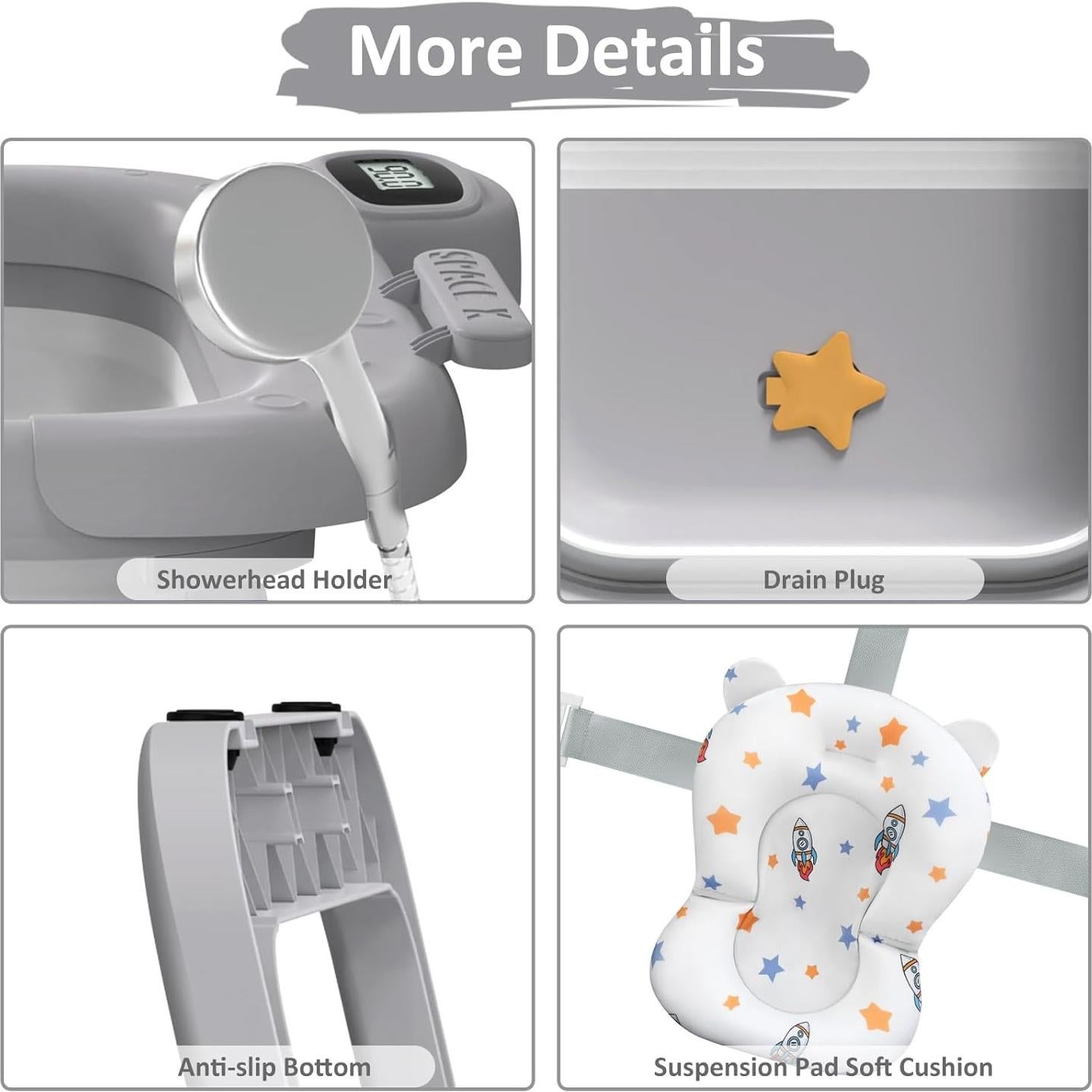 Bañera Plegable para Bebés Reeple con Cojín y Sensor de Temperatura