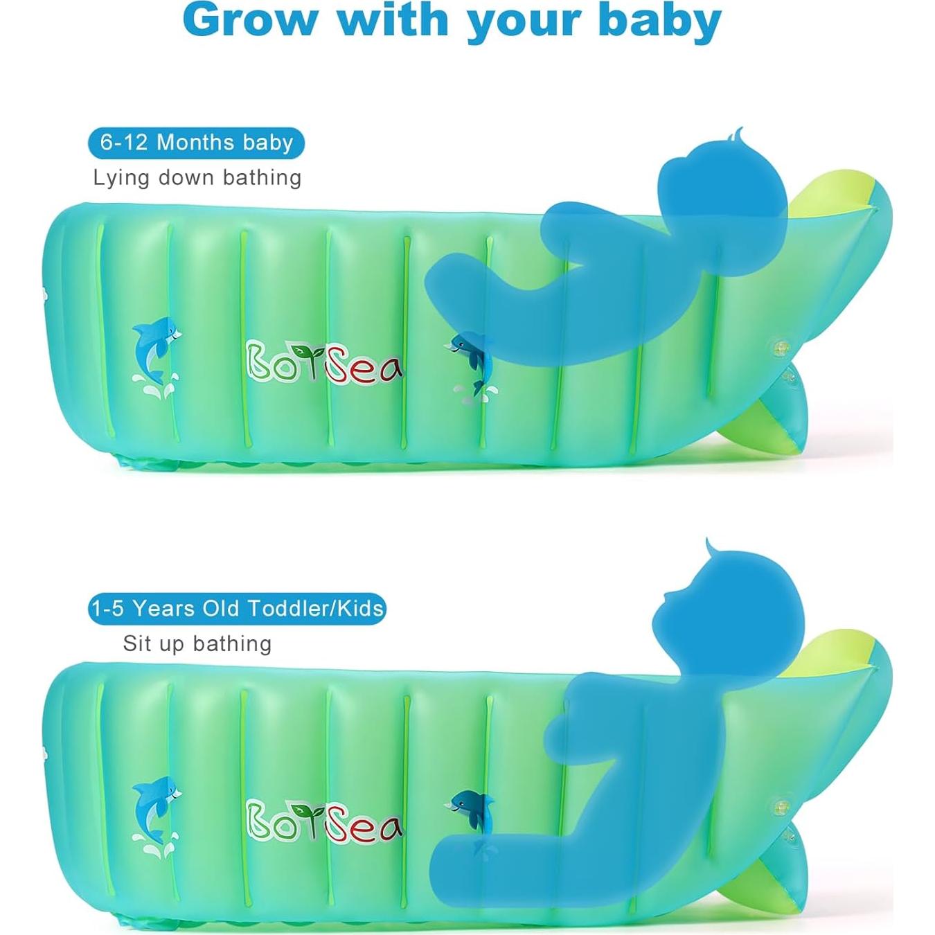 Bañera Inflable para Bebés Boysea con Cuerno Antideslizante