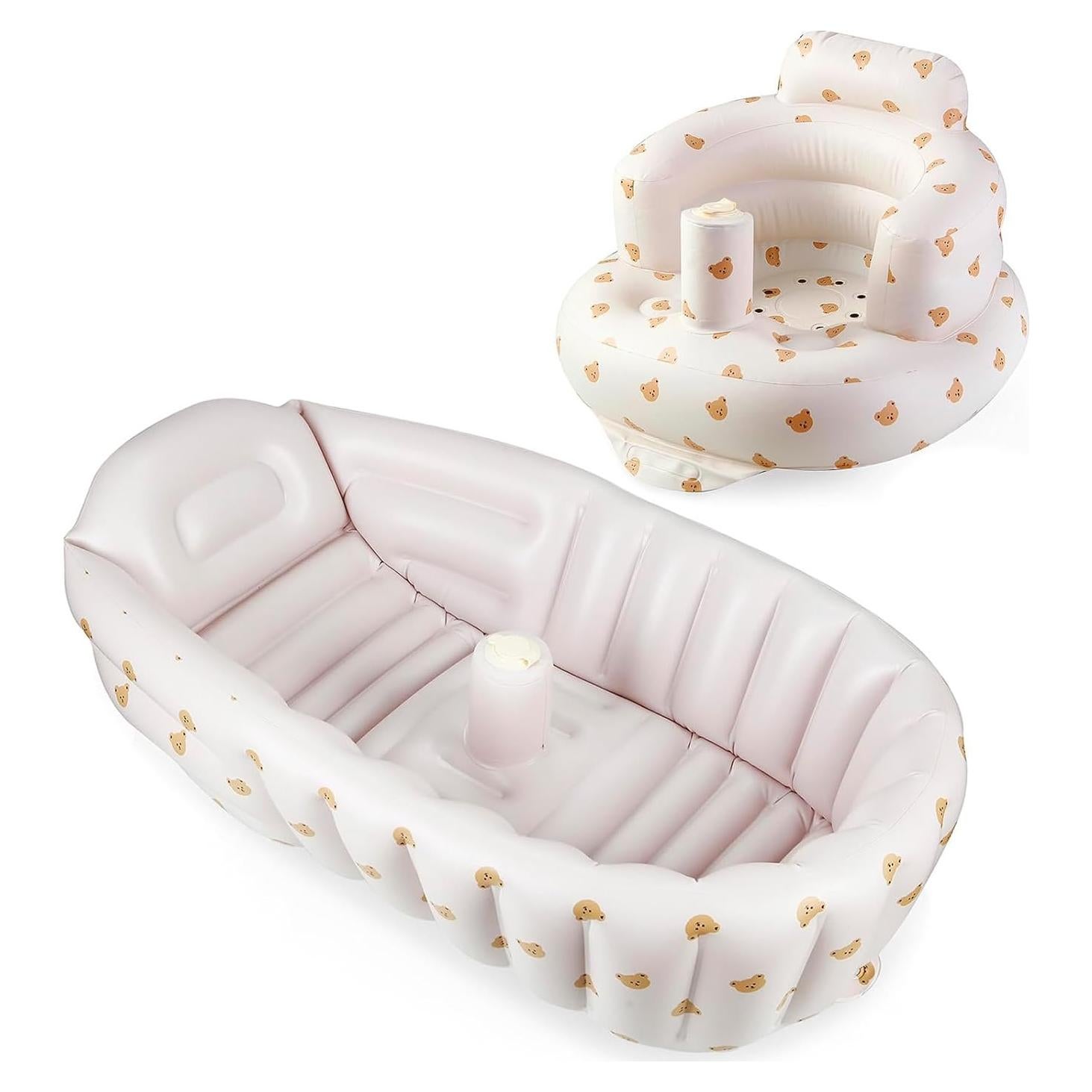Set Bañera Inflable y Asiento Bebés PandaEar 2 en 1