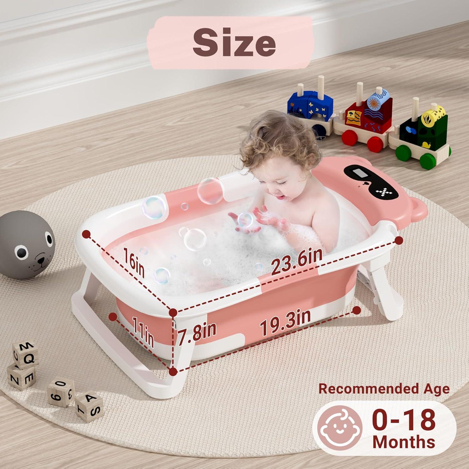Bañera Plegable para Bebé Avidor Rosa - 0 a 18 Meses