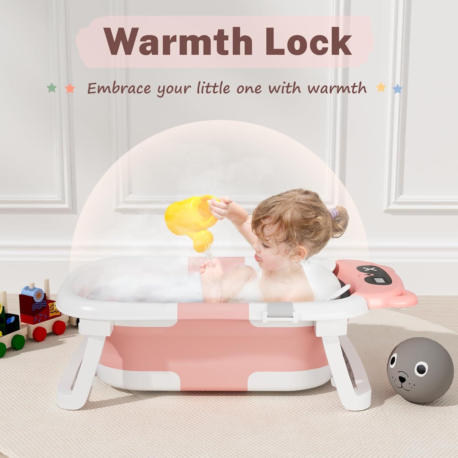 Bañera Plegable para Bebé Avidor Rosa - 0 a 18 Meses