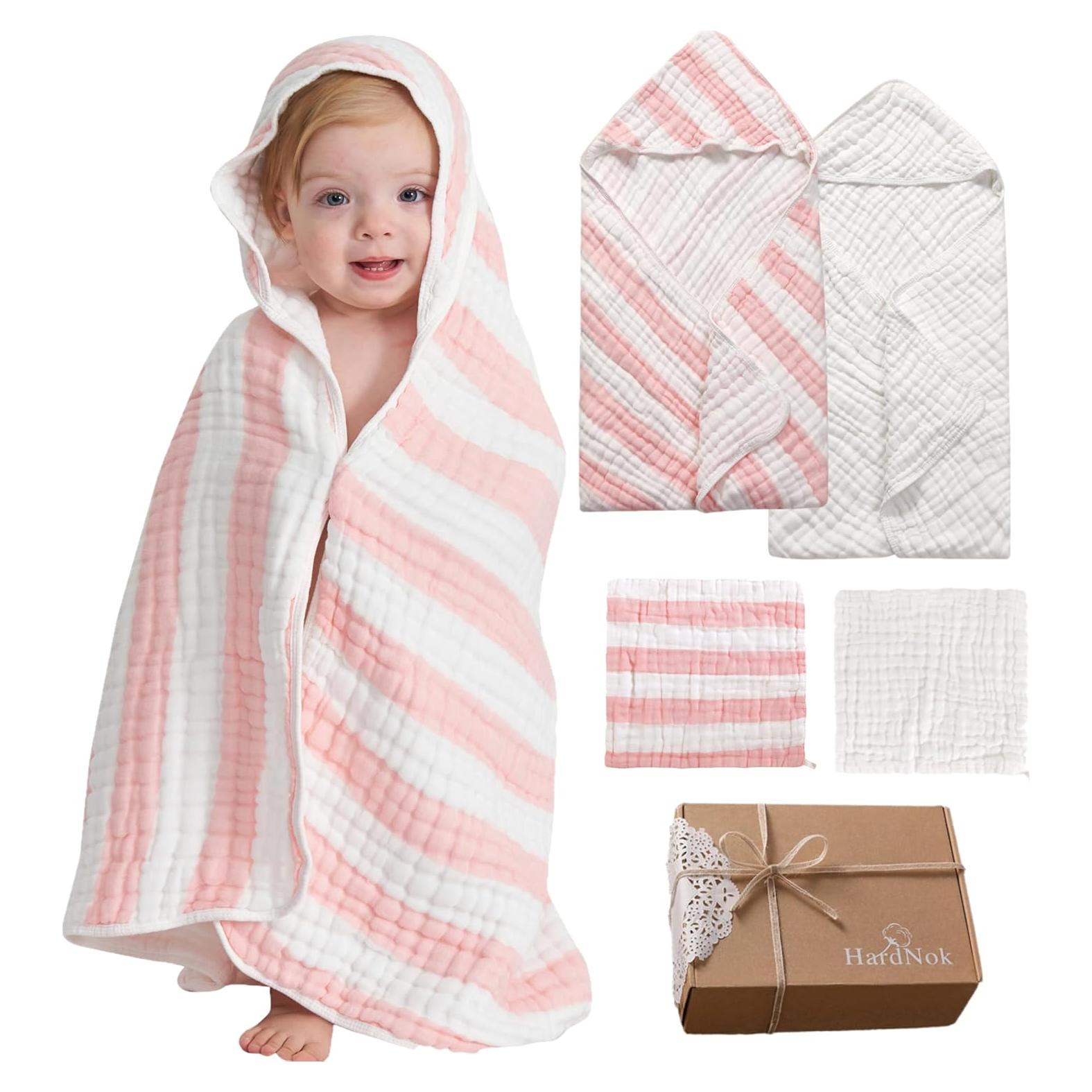 Toalla con Capucha de Muselina 4 Paquetes HardNok 81x81 cm