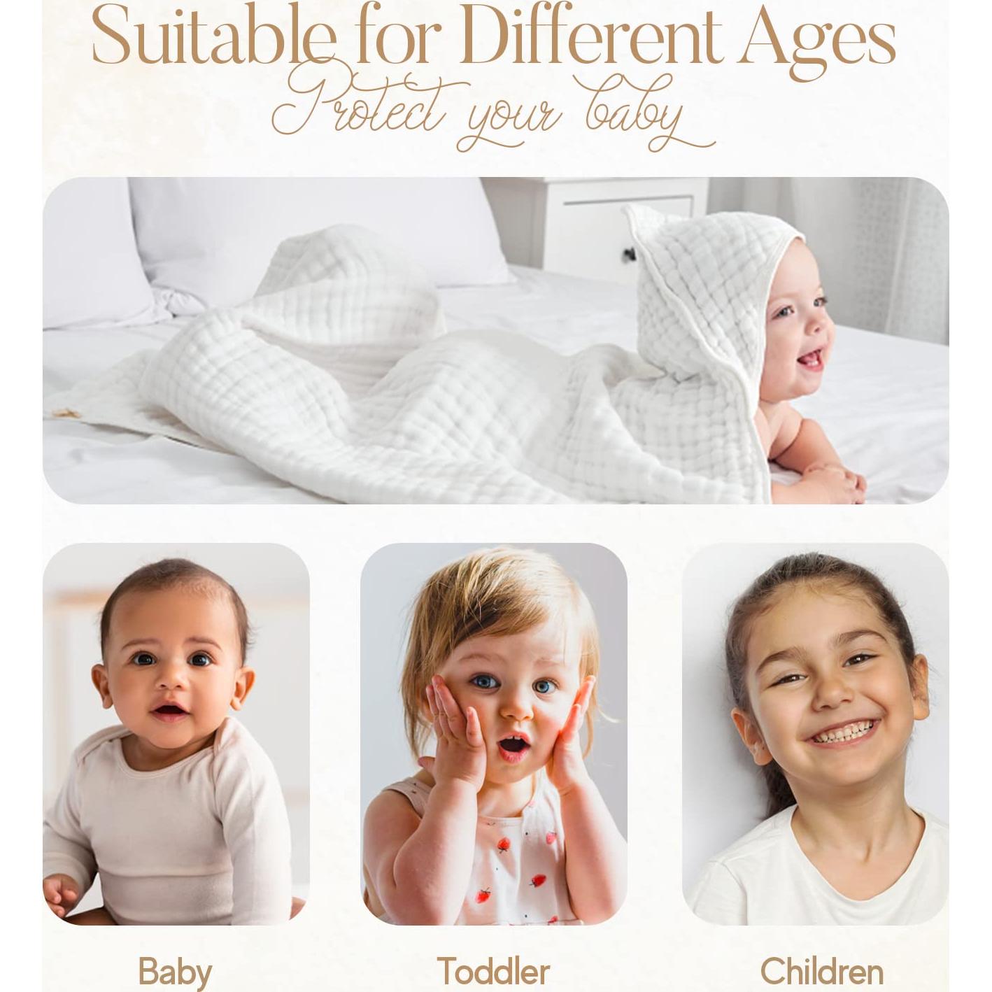 Toalla con Capucha de Muselina 4 Paquetes HardNok 81x81 cm