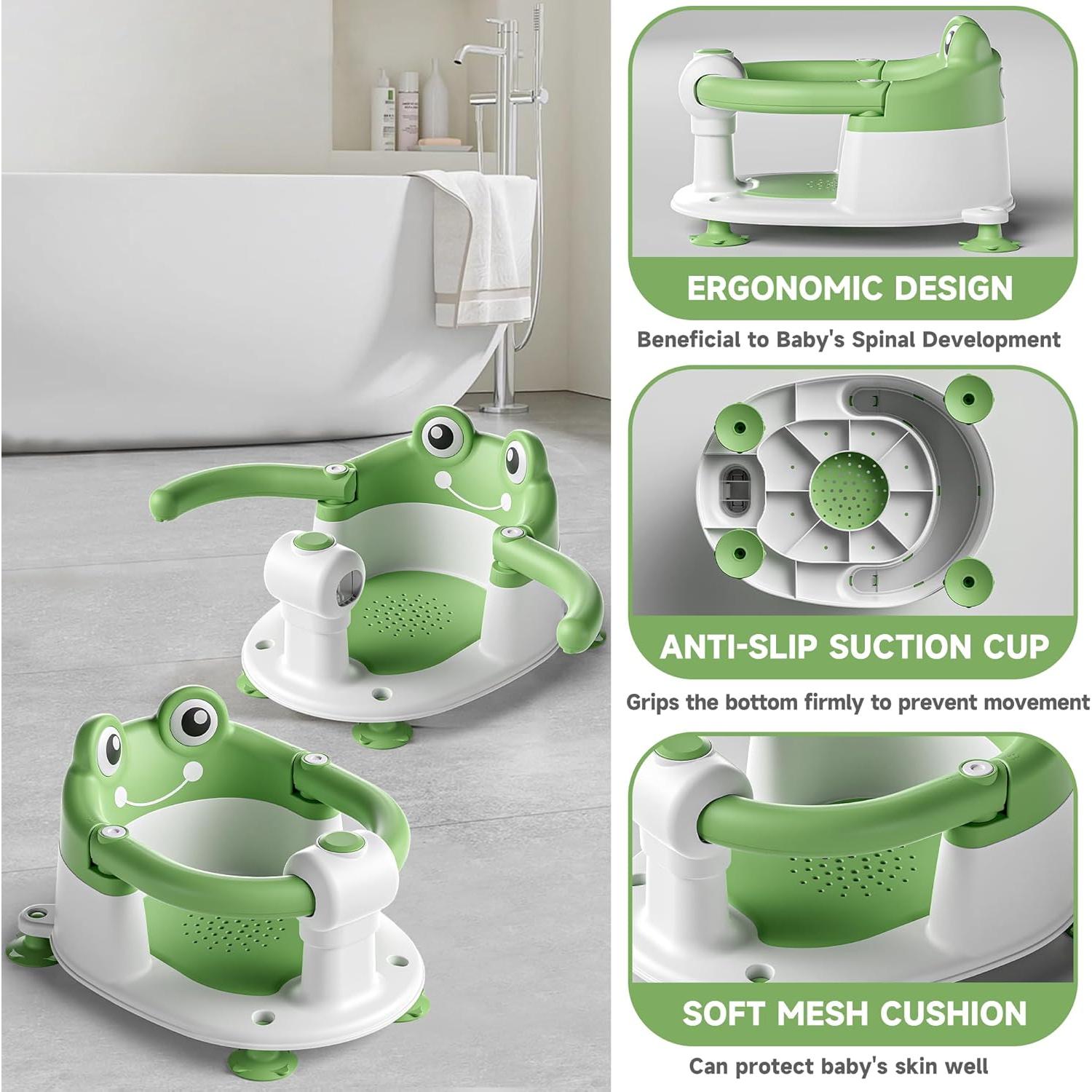 Asiento de Baño para Bebés Verde YT-8899 con Ventosas y Cojín