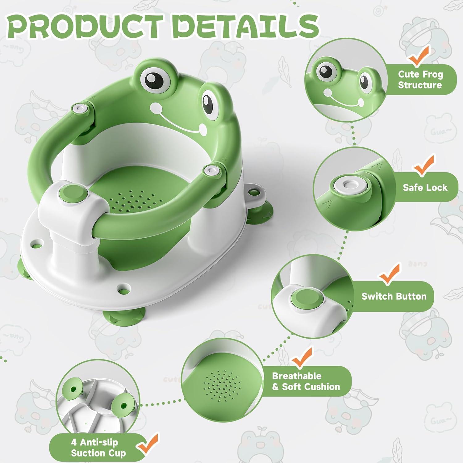 Asiento de Baño para Bebés Verde YT-8899 con Ventosas y Cojín