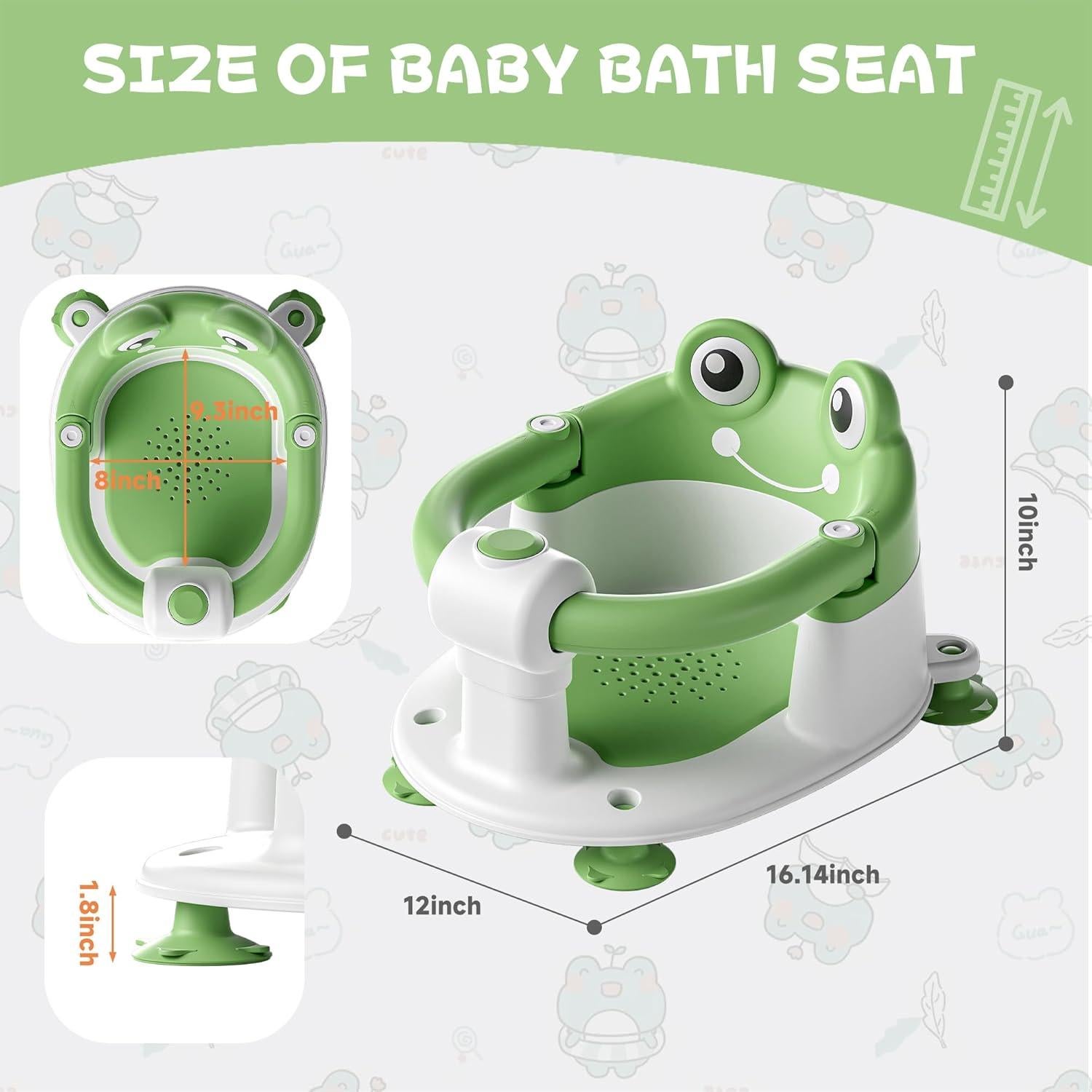 Asiento de Baño para Bebés Verde YT-8899 con Ventosas y Cojín