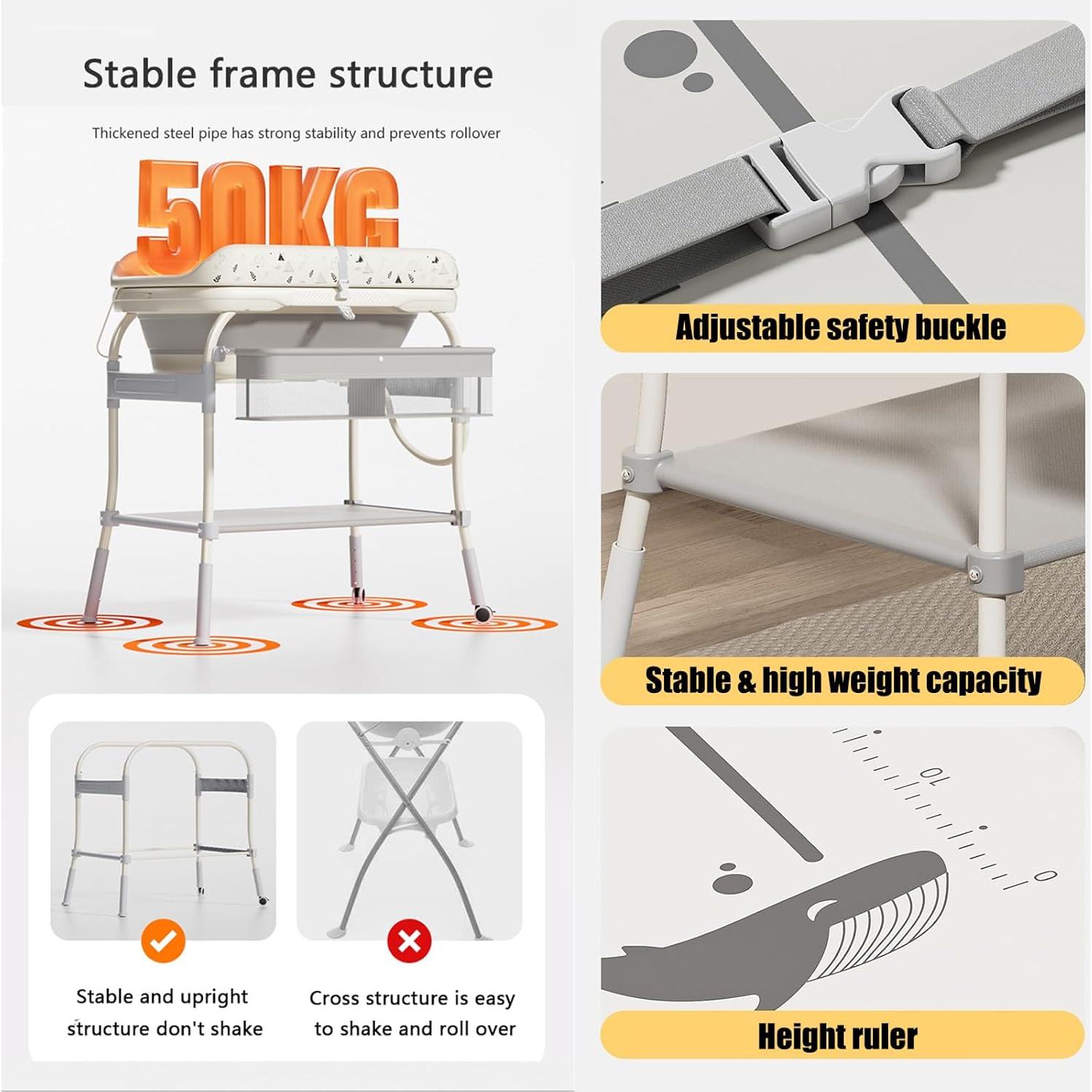 Bañera y Mesa de Cambio PandaEar 2-en-1 Ajustable