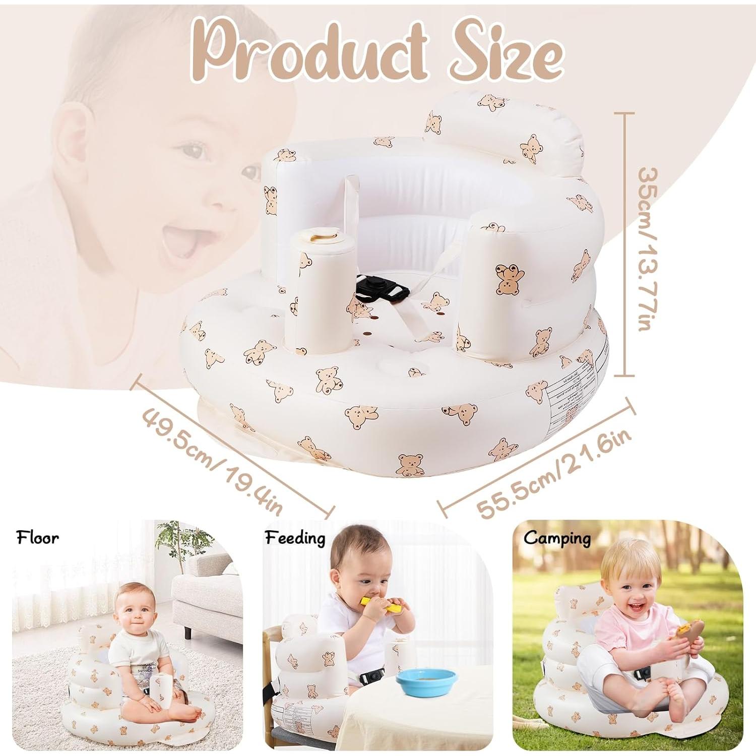 Asiento Inflable para Bebés Marrón Oso Completo con Cinturón 3 Puntos