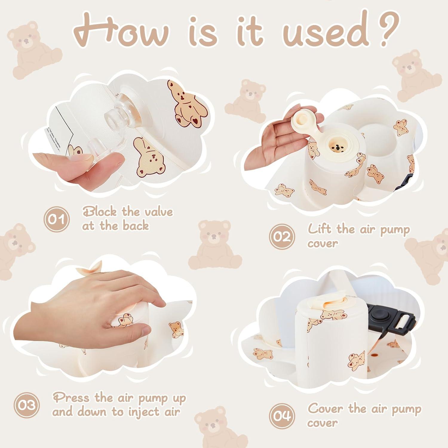 Asiento Inflable para Bebés Marrón Oso Completo con Cinturón 3 Puntos