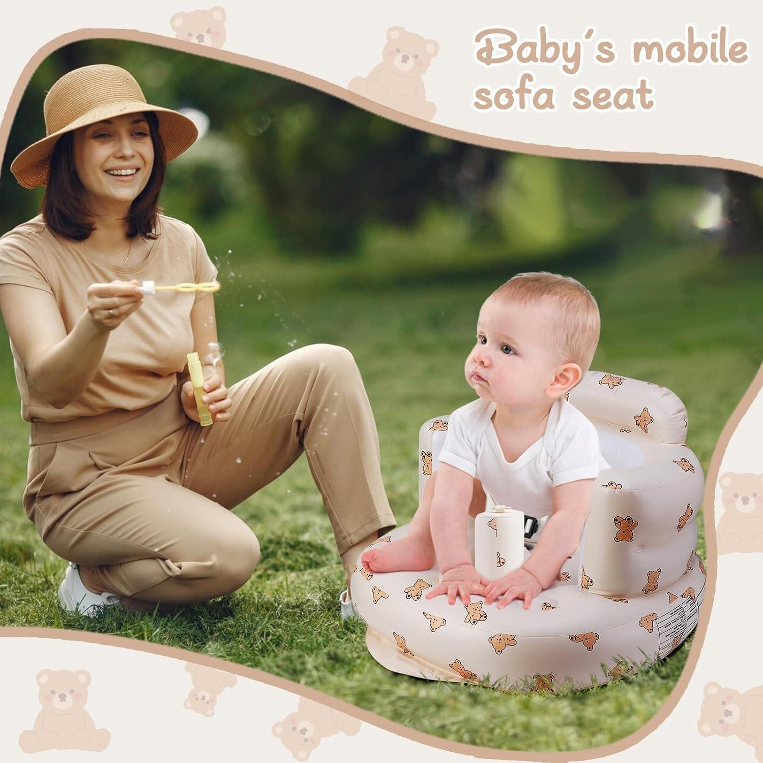 Asiento Inflable para Bebés Marrón Oso Completo con Cinturón 3 Puntos