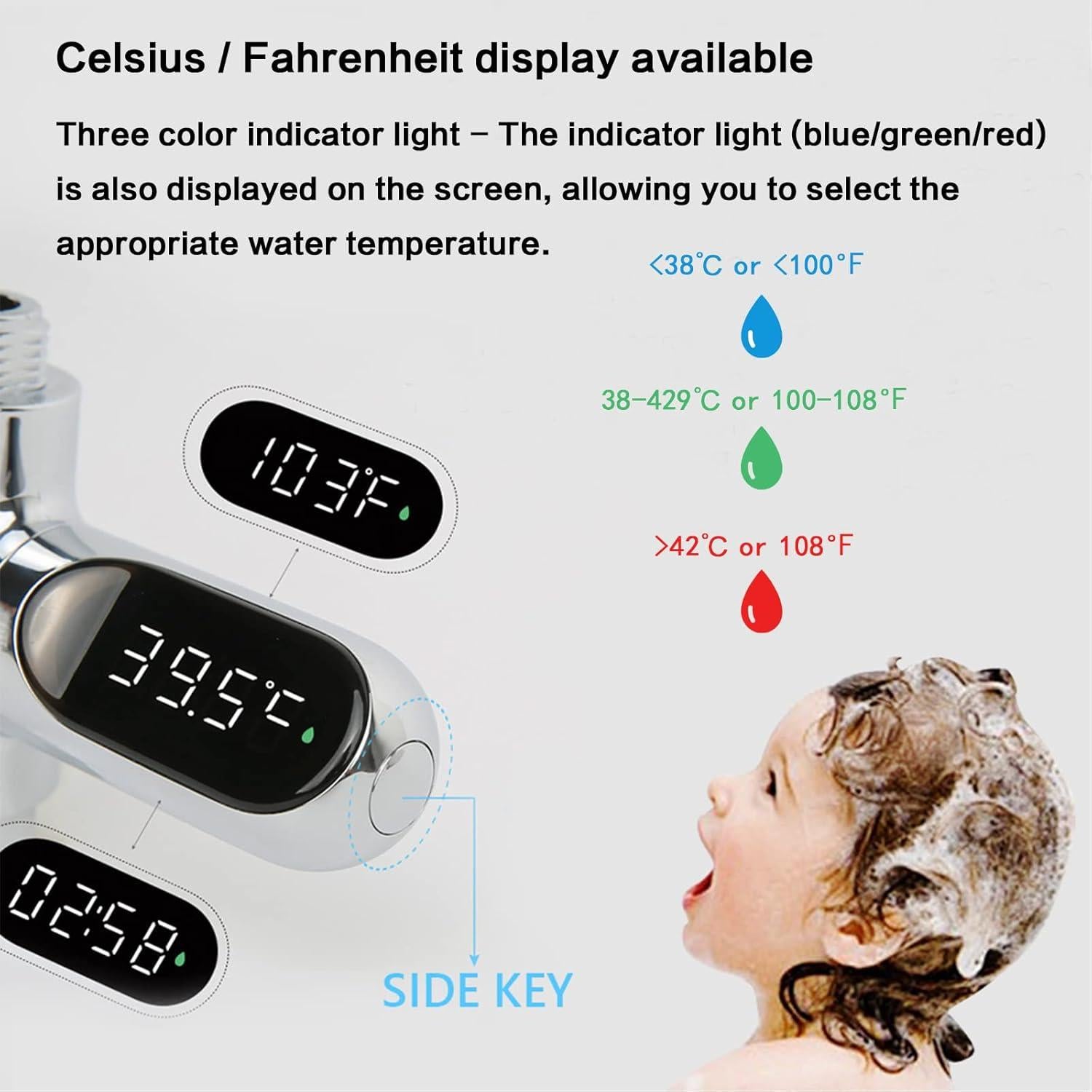 Termómetro de Ducha LynsaTac Digital LED 360° Rotativo