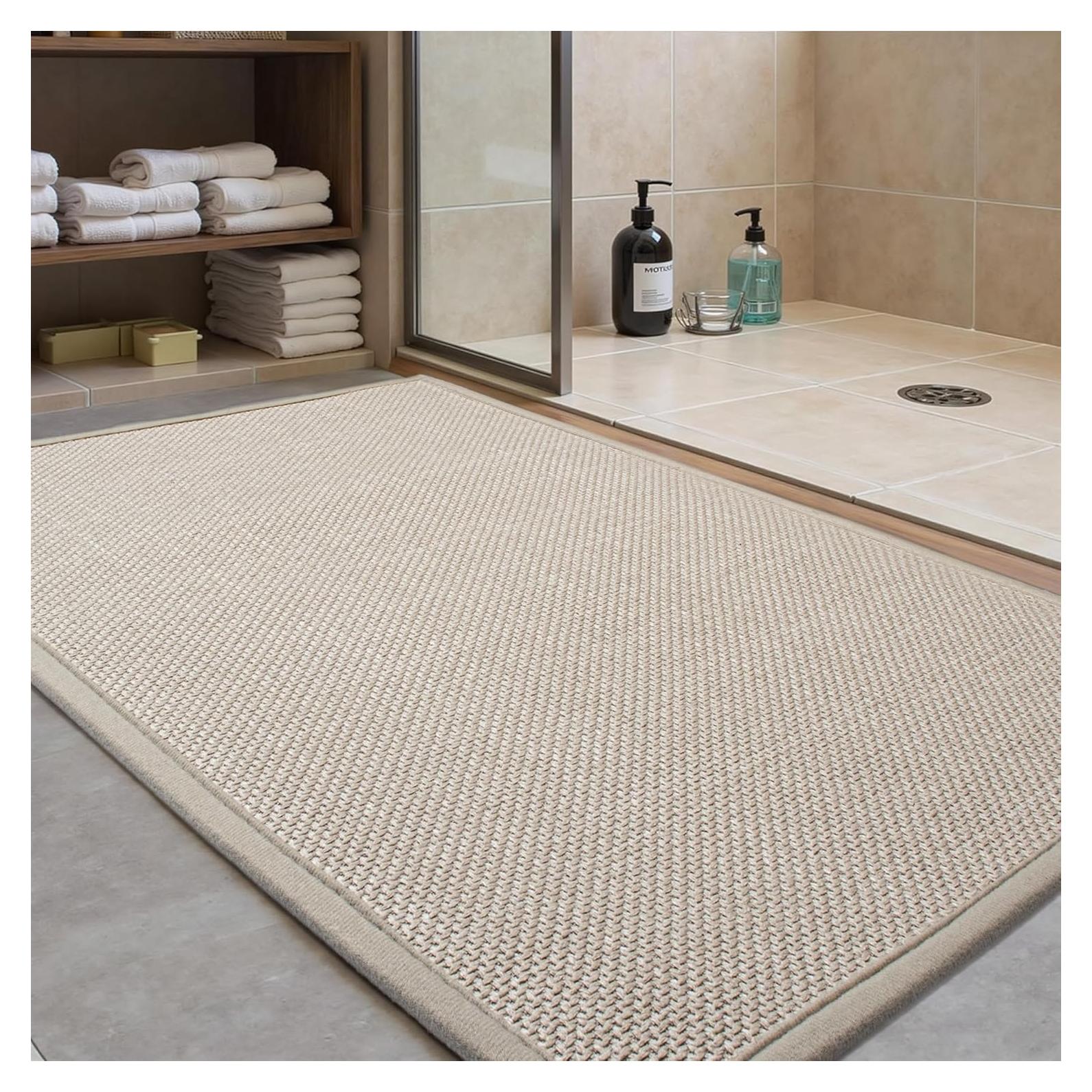 Alfombra de baño AevitasX 43x61 cm beige antideslizante