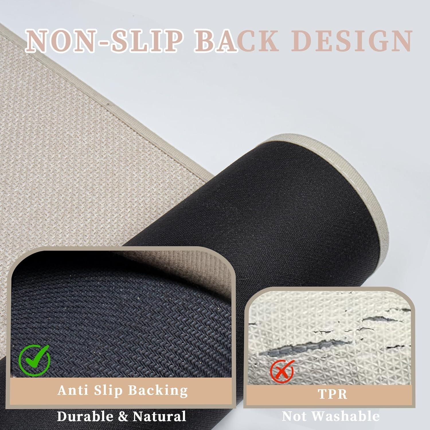 Alfombra de baño AevitasX 43x61 cm beige antideslizante