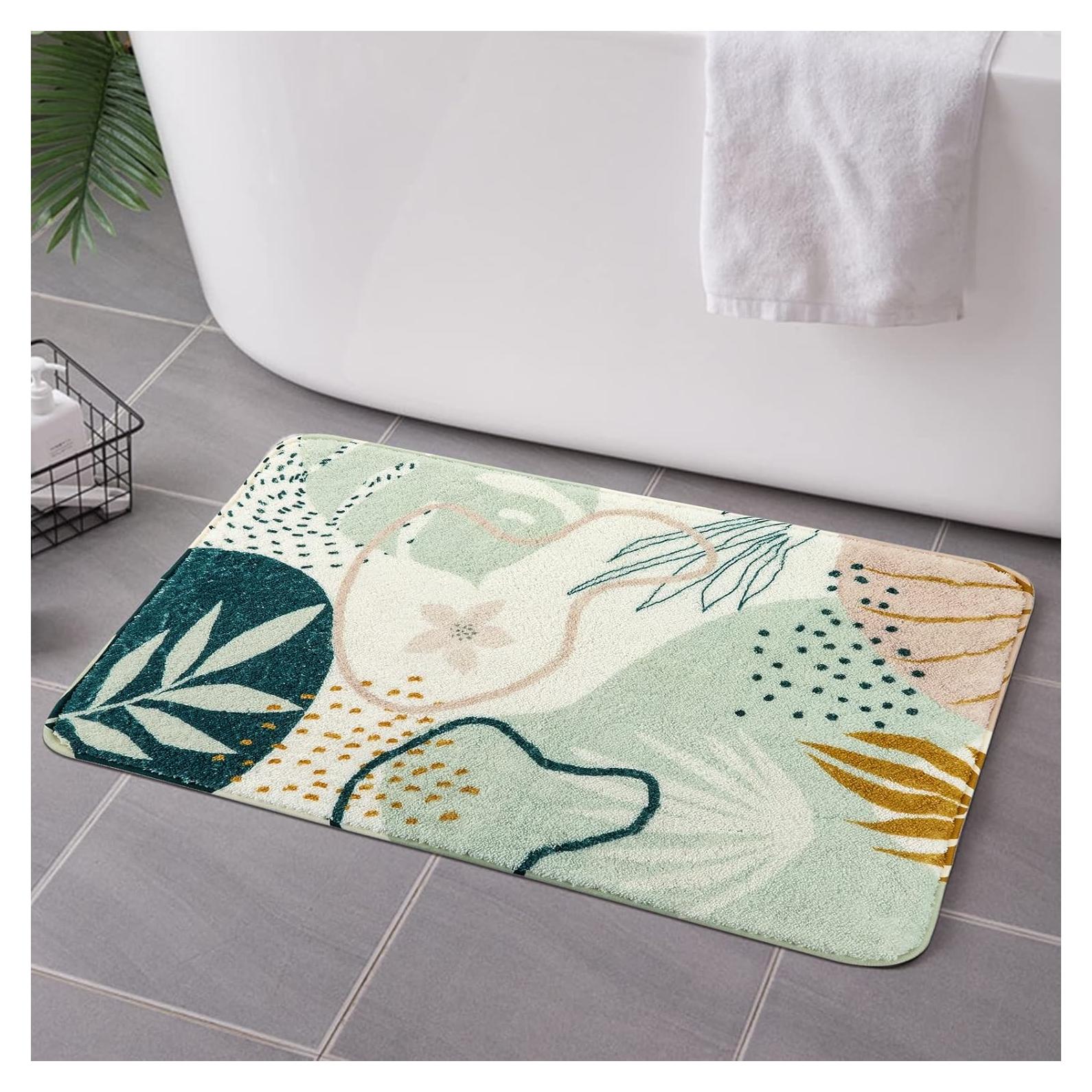 Alfombra de Baño Uphome Moderna Abstracta Verde 50x79cm