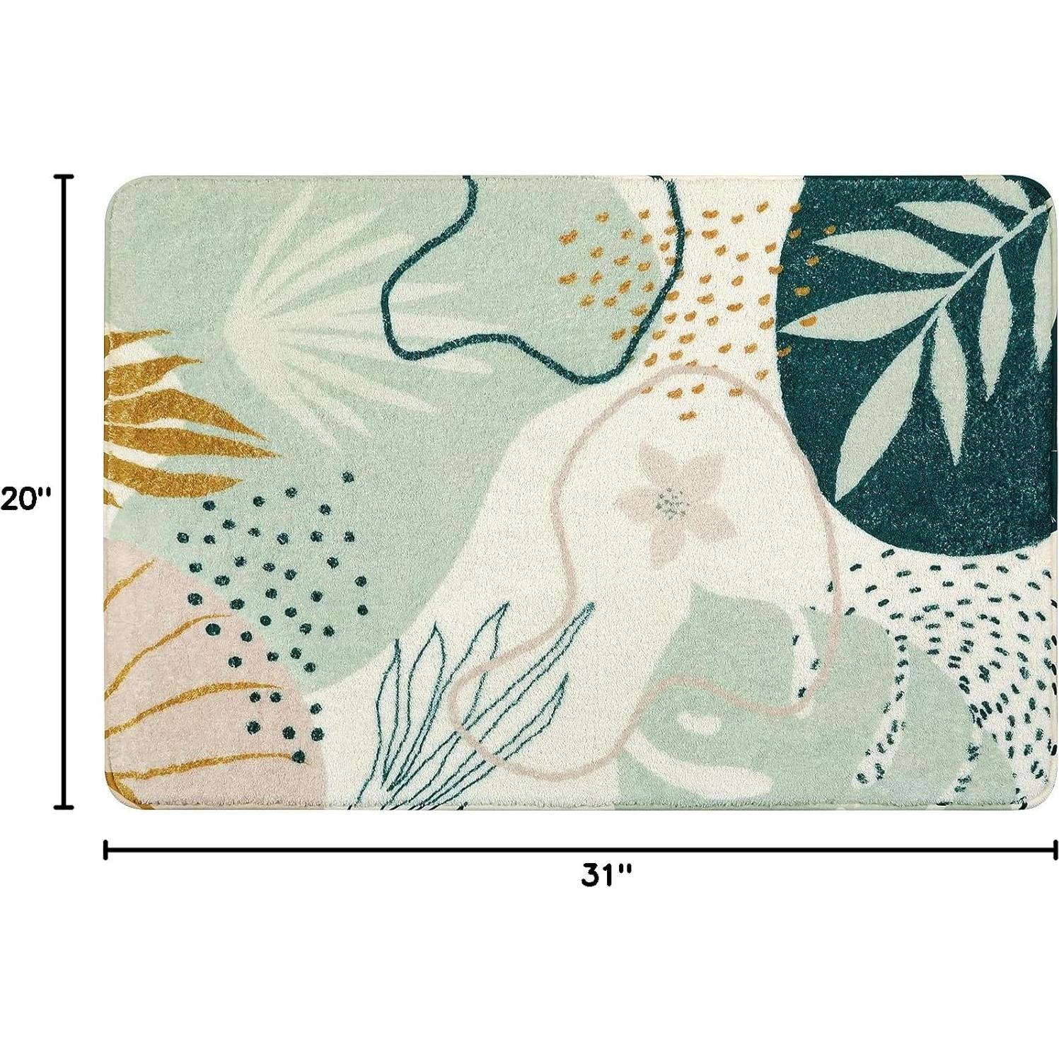 Alfombra de Baño Uphome Moderna Abstracta Verde 50x79cm
