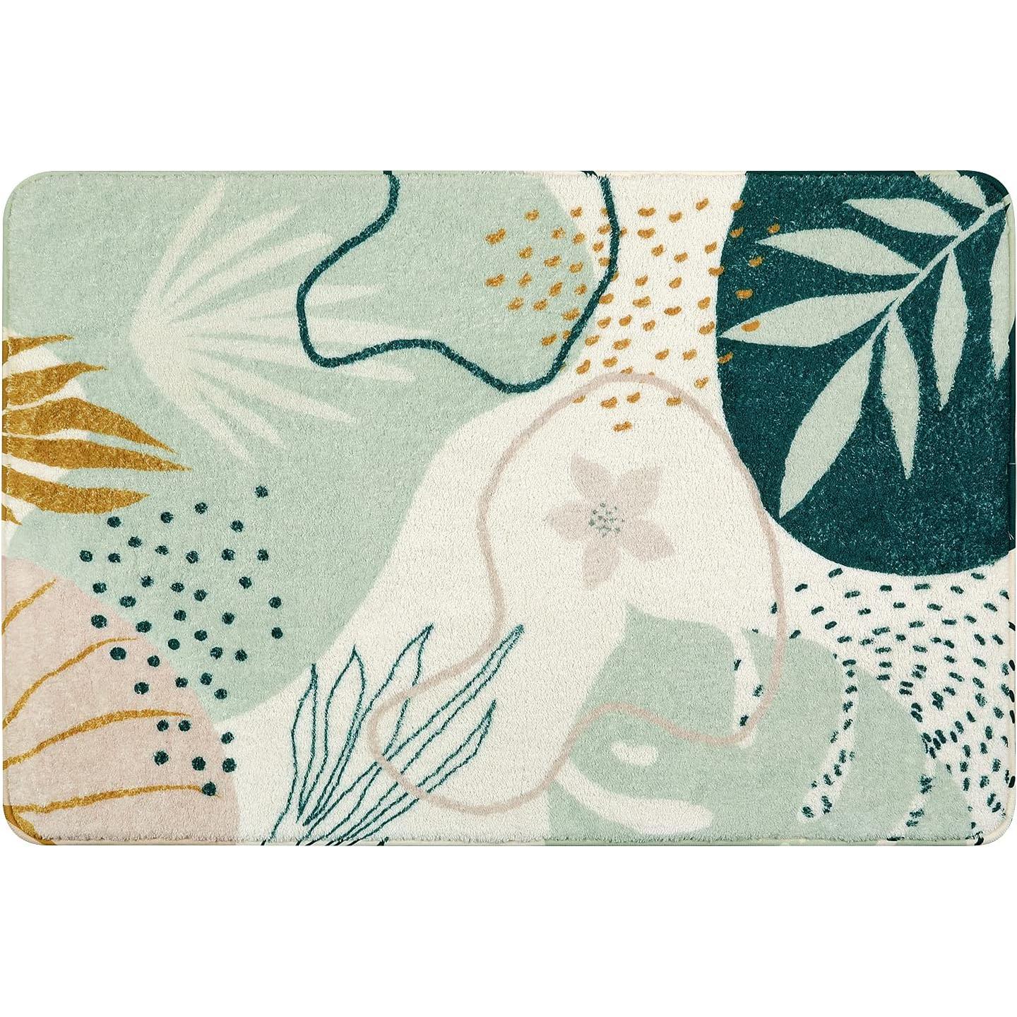 Alfombra de Baño Uphome Moderna Abstracta Verde 50x79cm