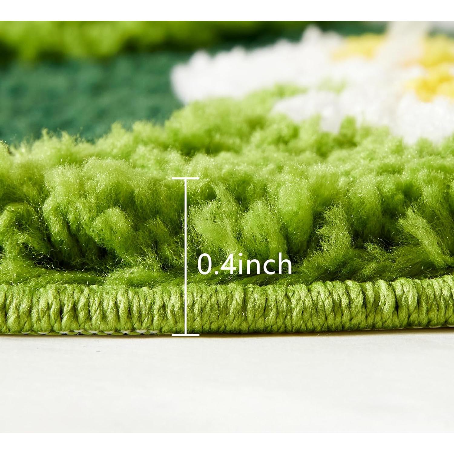 Alfombra de Baño Ouyattle Verde Floral 40x61cm Antideslizante