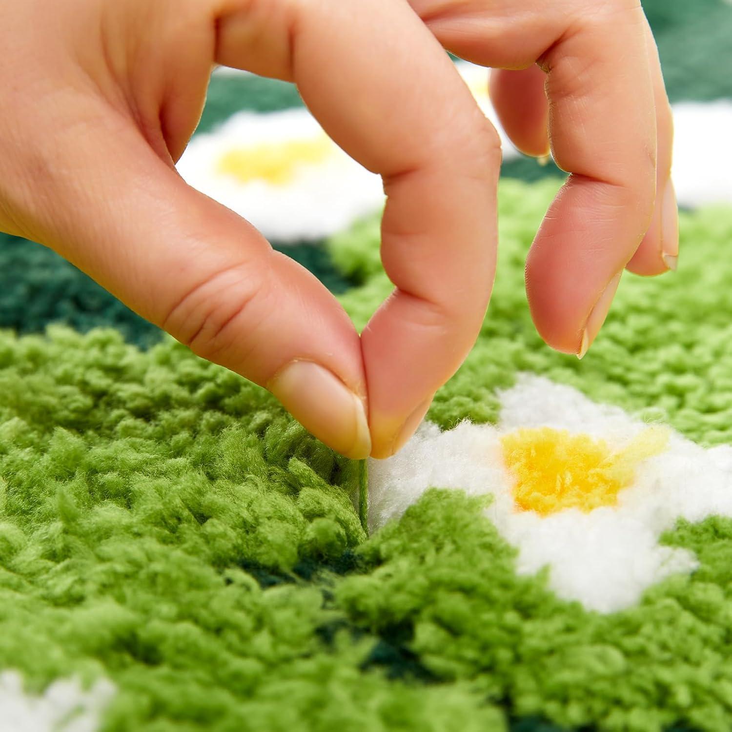 Alfombra de Baño Ouyattle Verde Floral 40x61cm Antideslizante