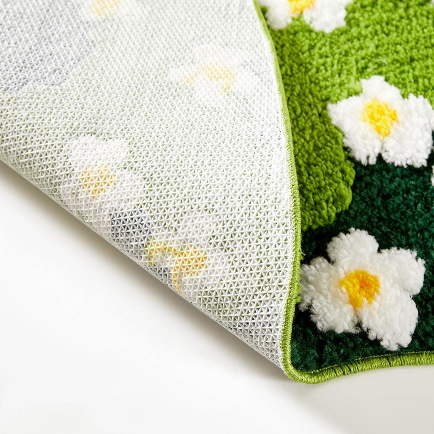 Alfombra de Baño Ouyattle Verde Floral 40x61cm Antideslizante