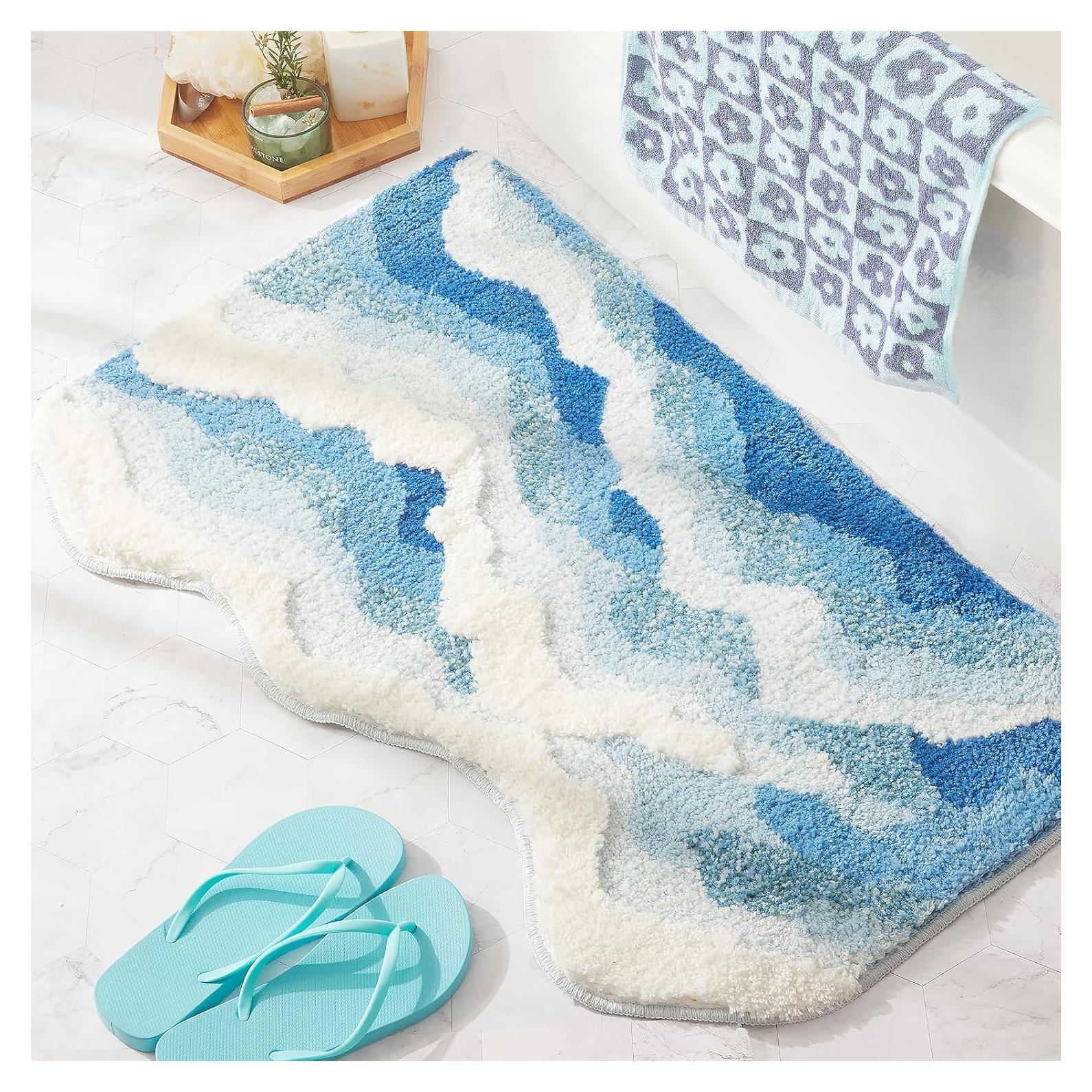 Alfombra de Baño DyeFury Olas del Océano 31x21 Antideslizante