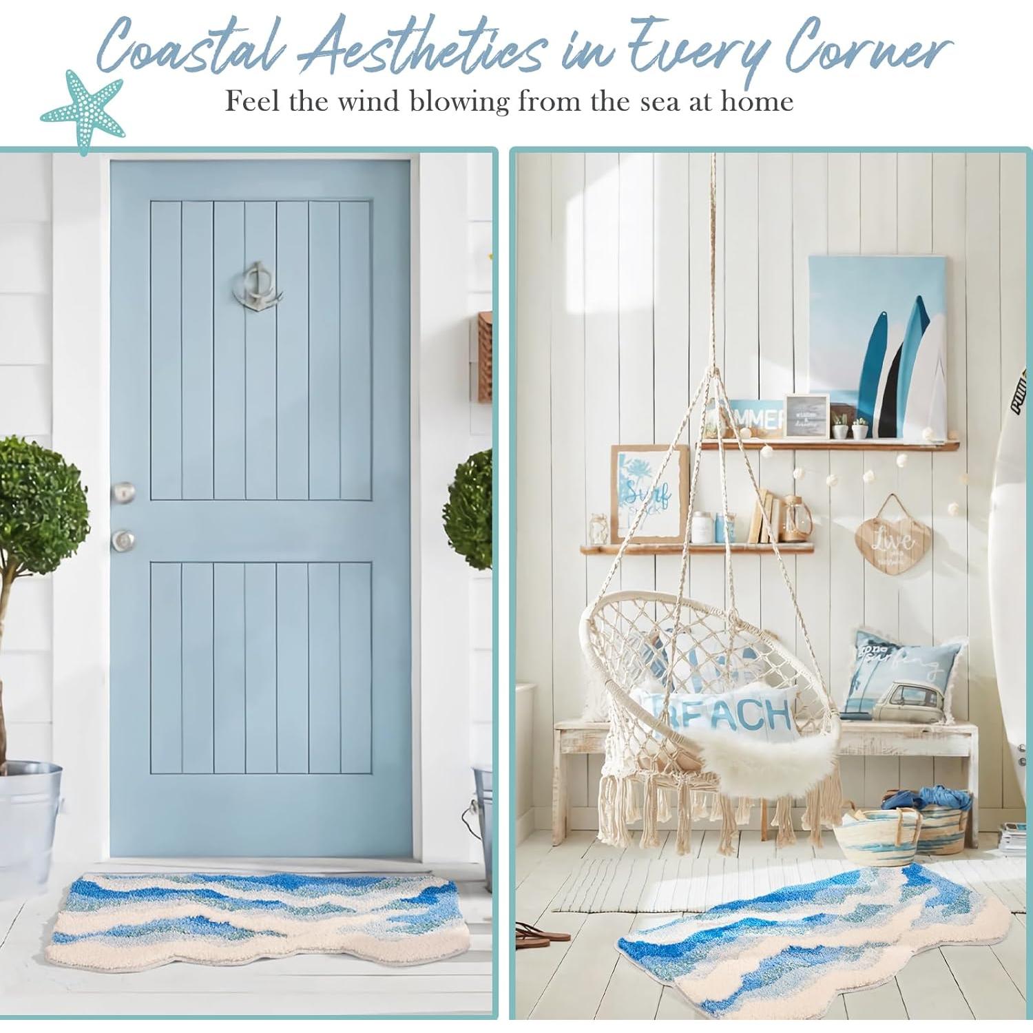 Alfombra de Baño DyeFury Olas del Océano 31x21 Antideslizante