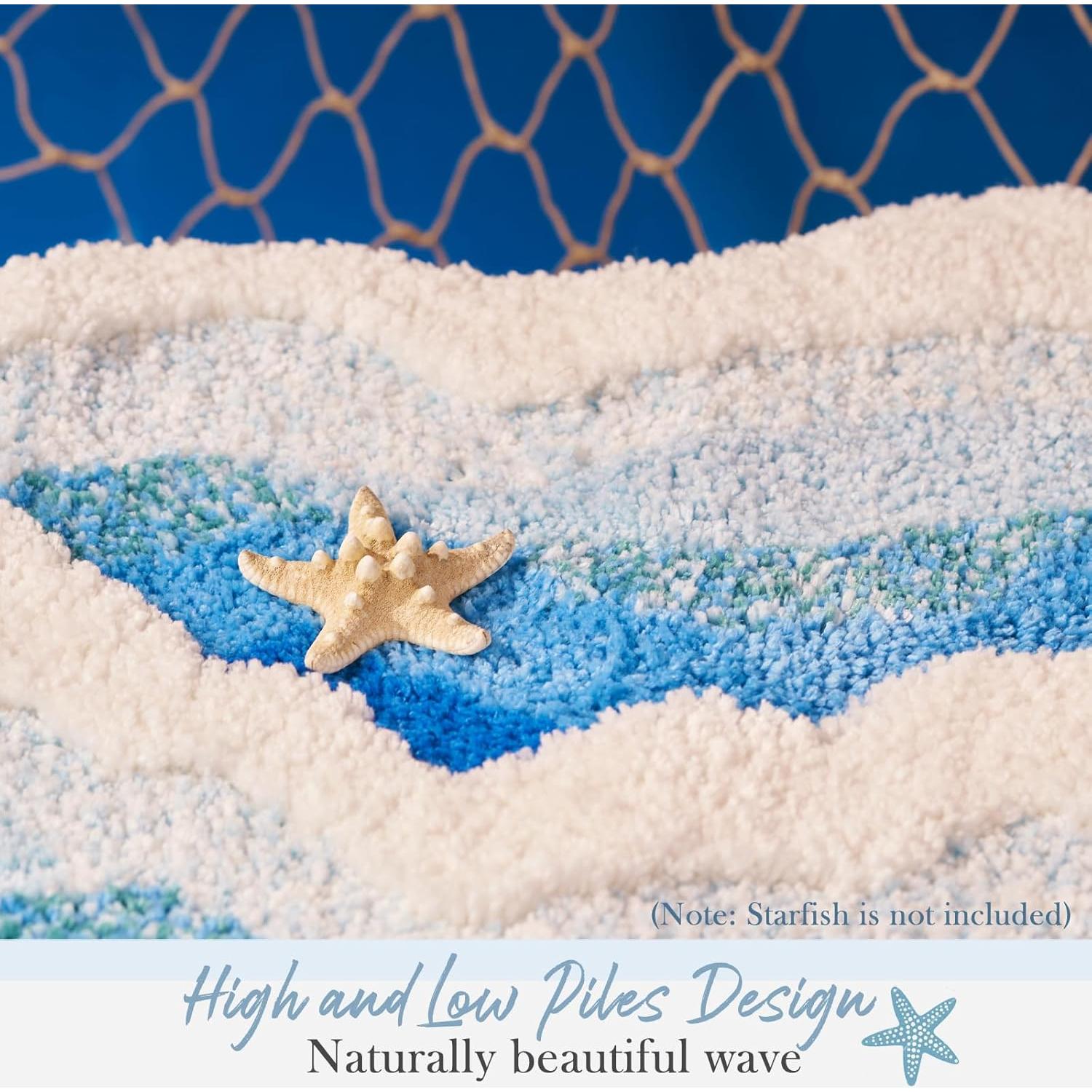 Alfombra de Baño DyeFury Olas del Océano 31x21 Antideslizante