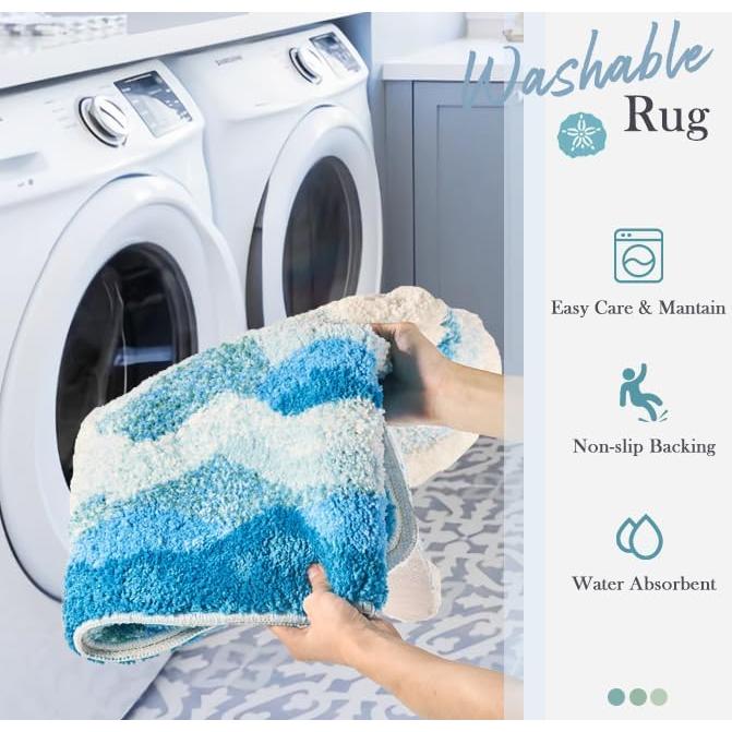 Alfombra de Baño DyeFury Olas del Océano 31x21 Antideslizante