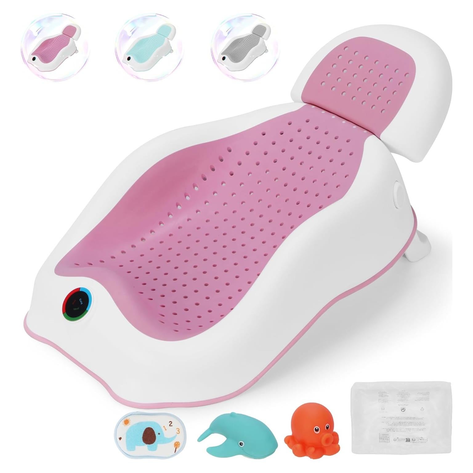 Soporte de Baño para Bebés BABOVE Rosa con Termómetro y Juguetes