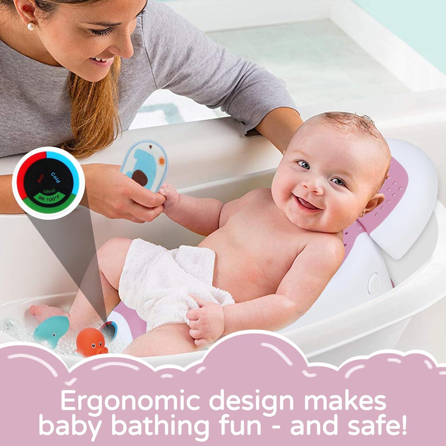 Soporte de Baño para Bebés BABOVE Rosa con Termómetro y Juguetes