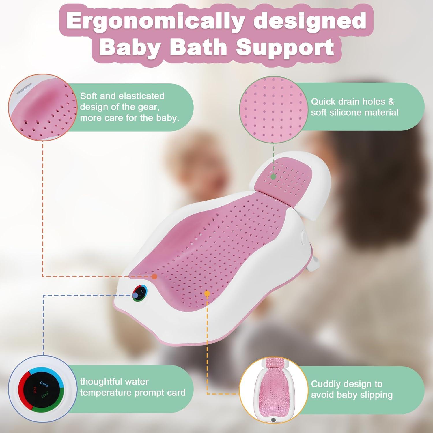 Soporte de Baño para Bebés BABOVE Rosa con Termómetro y Juguetes