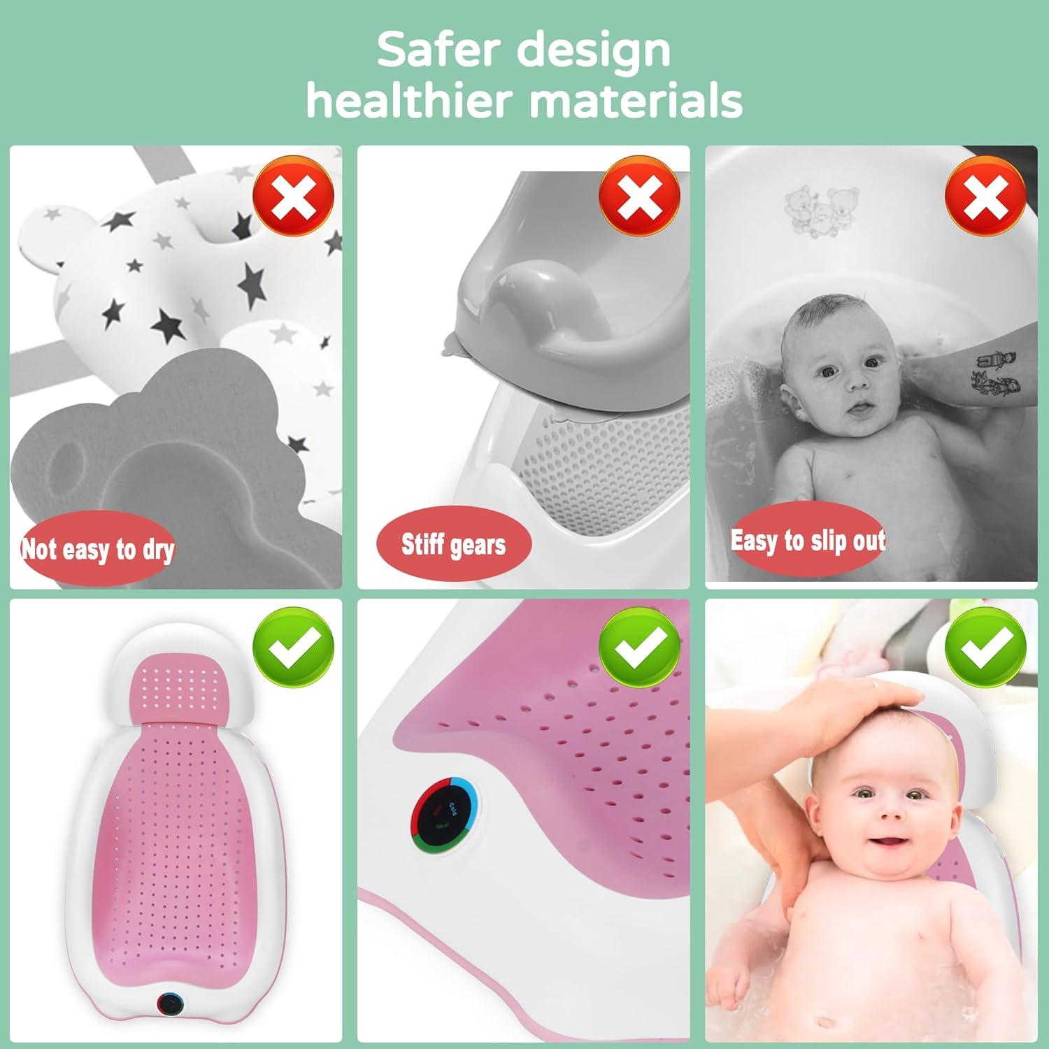 Soporte de Baño para Bebés BABOVE Rosa con Termómetro y Juguetes