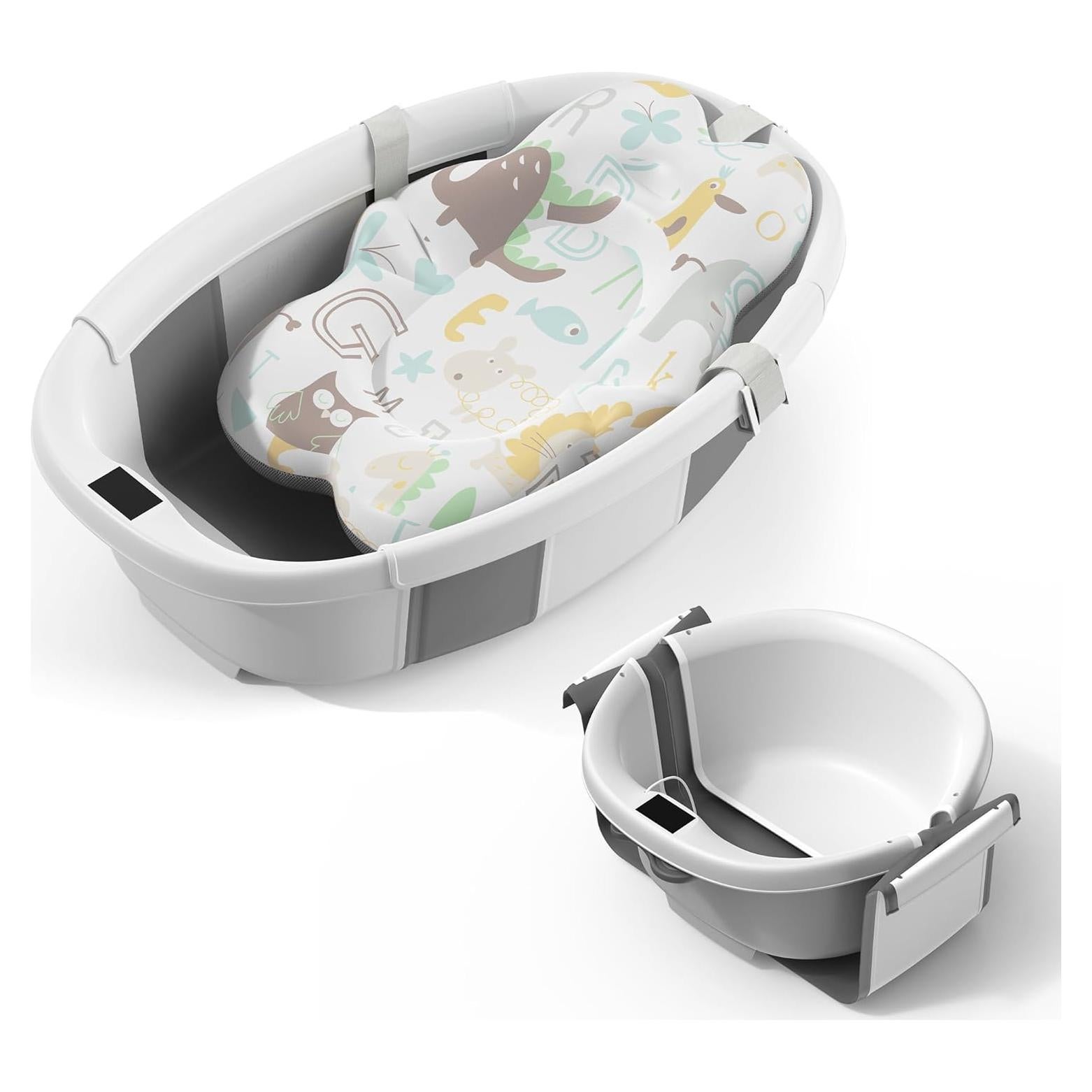 Bañera Plegable para Bebés TOSGN con Cojín y Termómetro