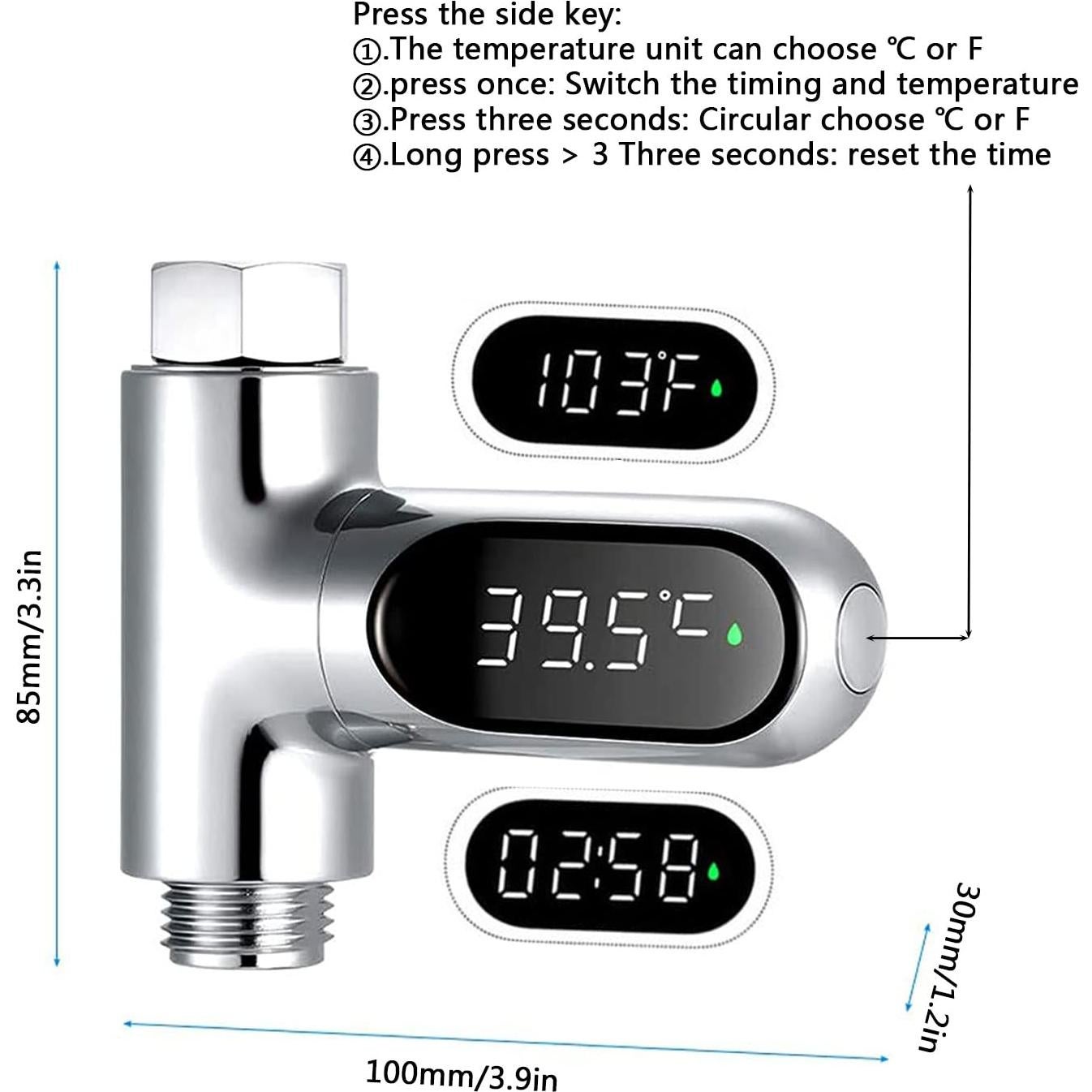 Termómetro de Ducha Crayfomo JIA-T-073 LED Digital 360°