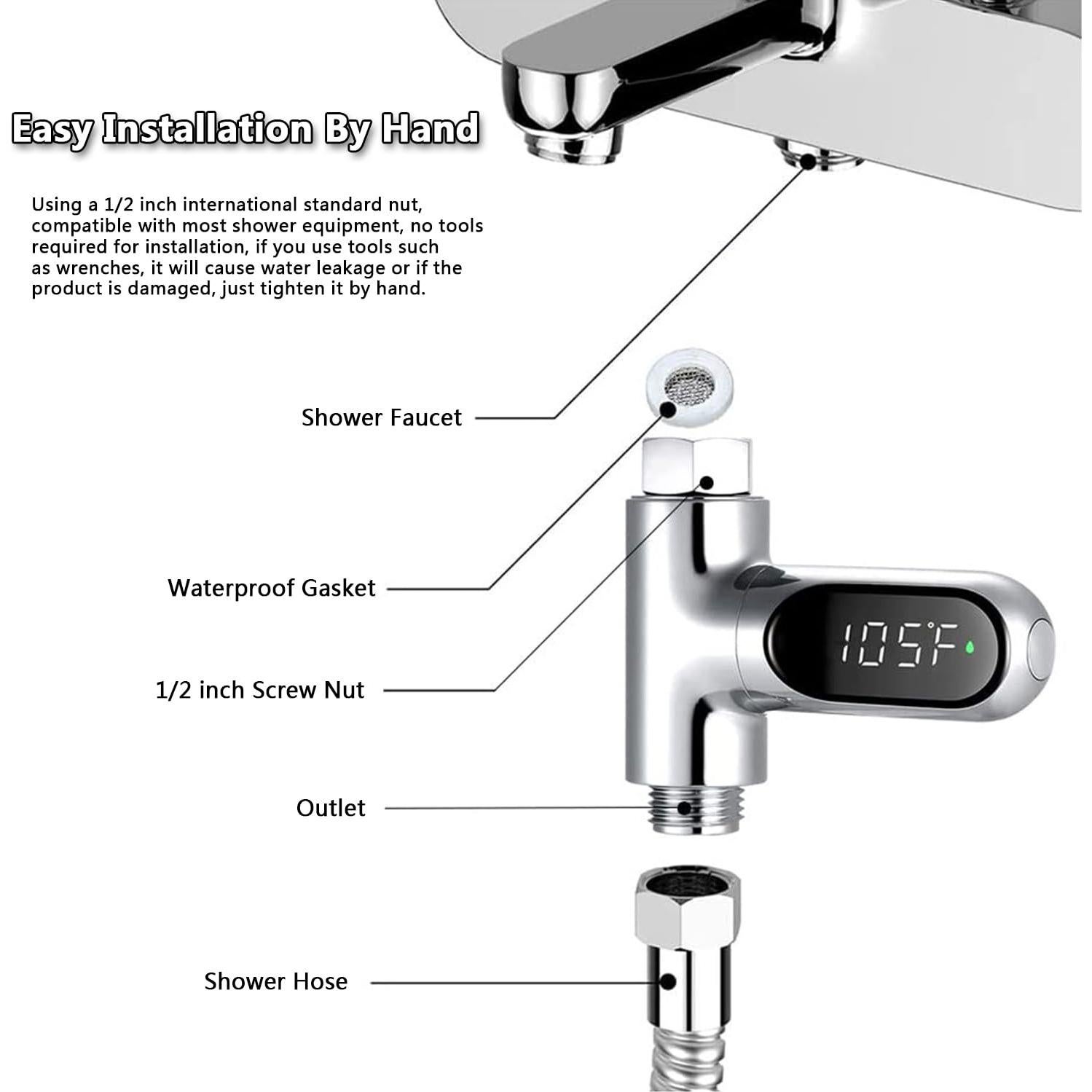 Termómetro de Ducha Crayfomo JIA-T-073 LED Digital 360°