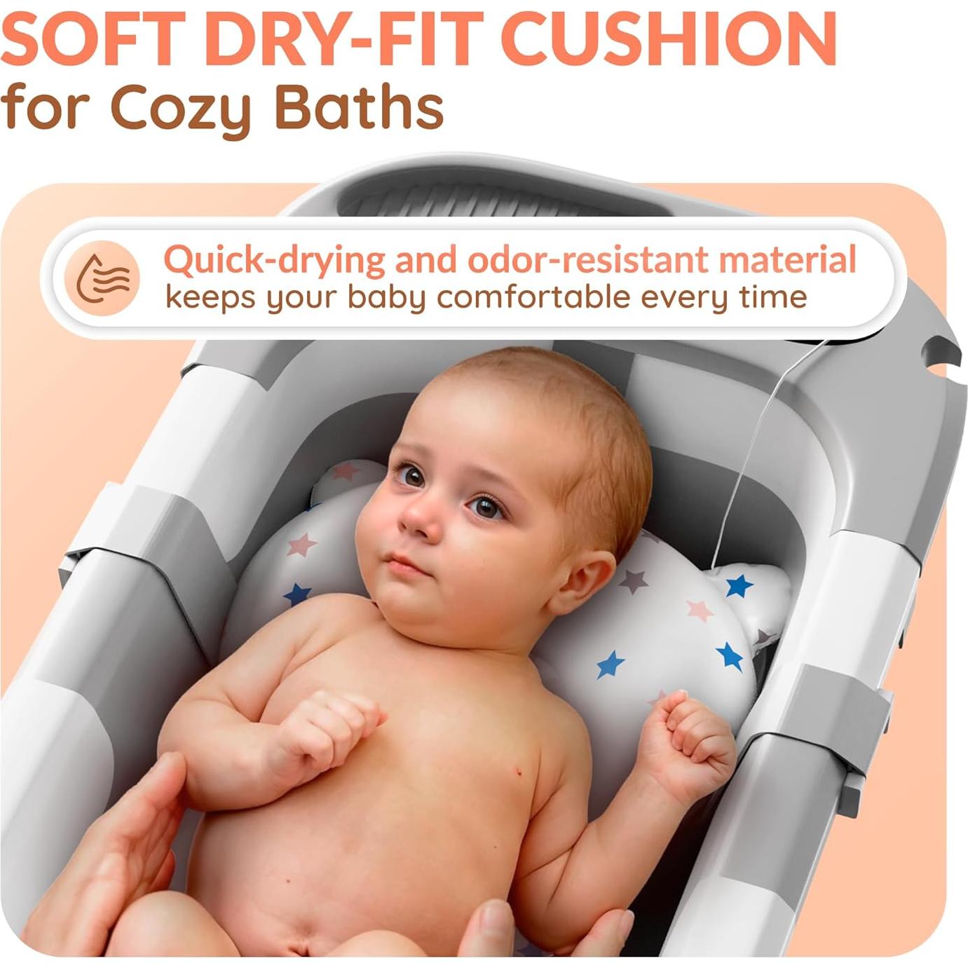 Bañera Plegable para Bebés Gris con Termómetro y Drenaje