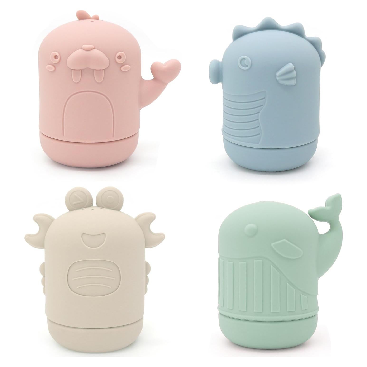 Juguetes de Baño de Silicona Ginbear - 4 Piezas Libres de Moho