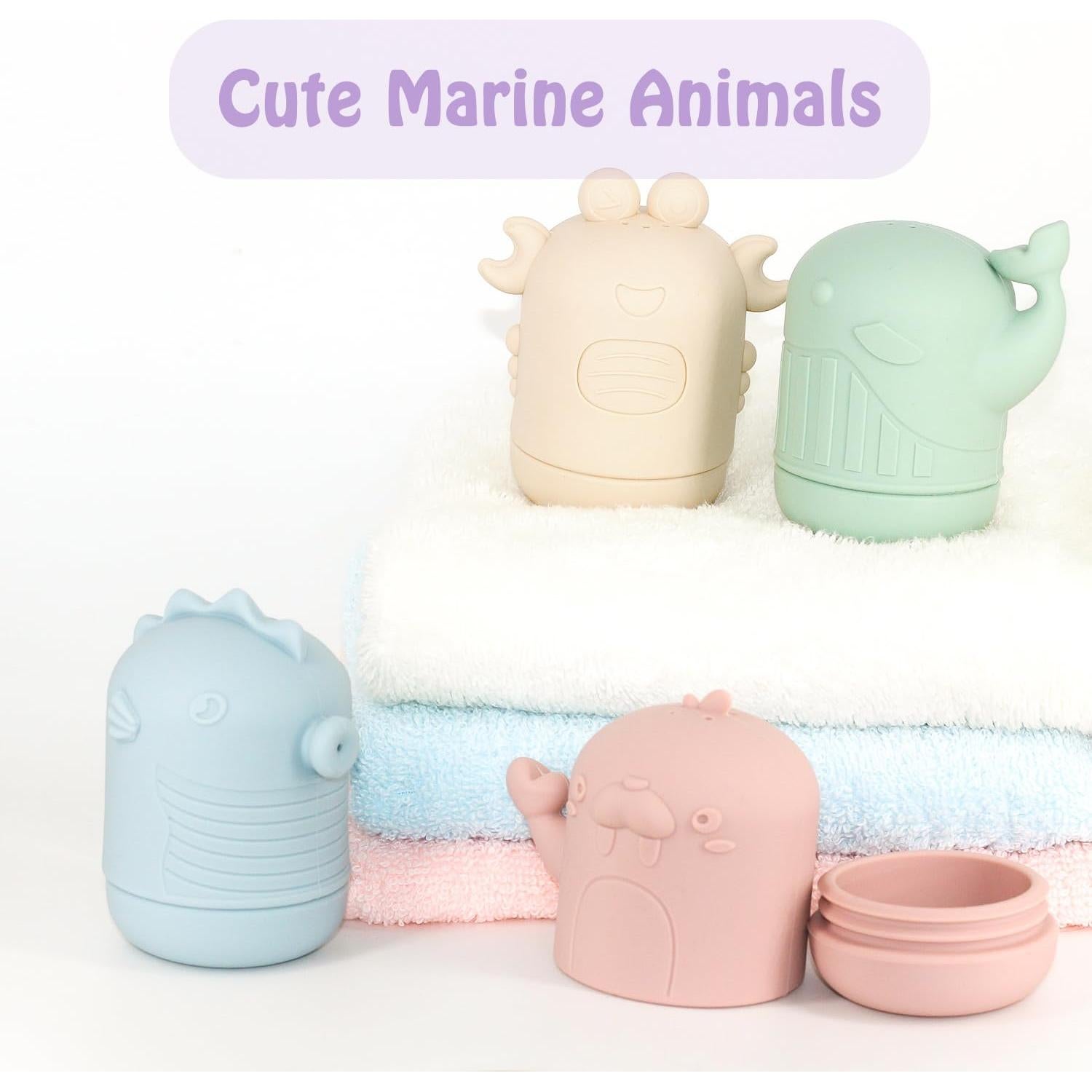 Juguetes de Baño de Silicona Ginbear - 4 Piezas Libres de Moho