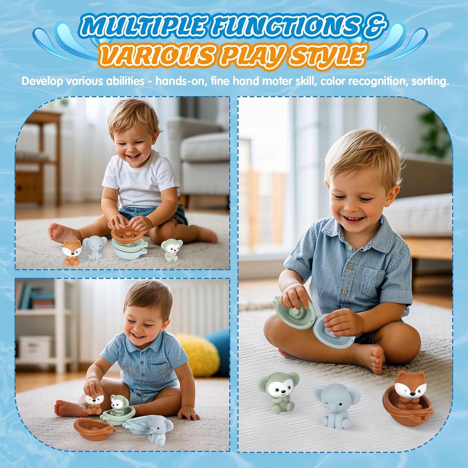 Juguetes de baño SOSUSHOE - 3 Barcos y 3 Marionetas Dedo