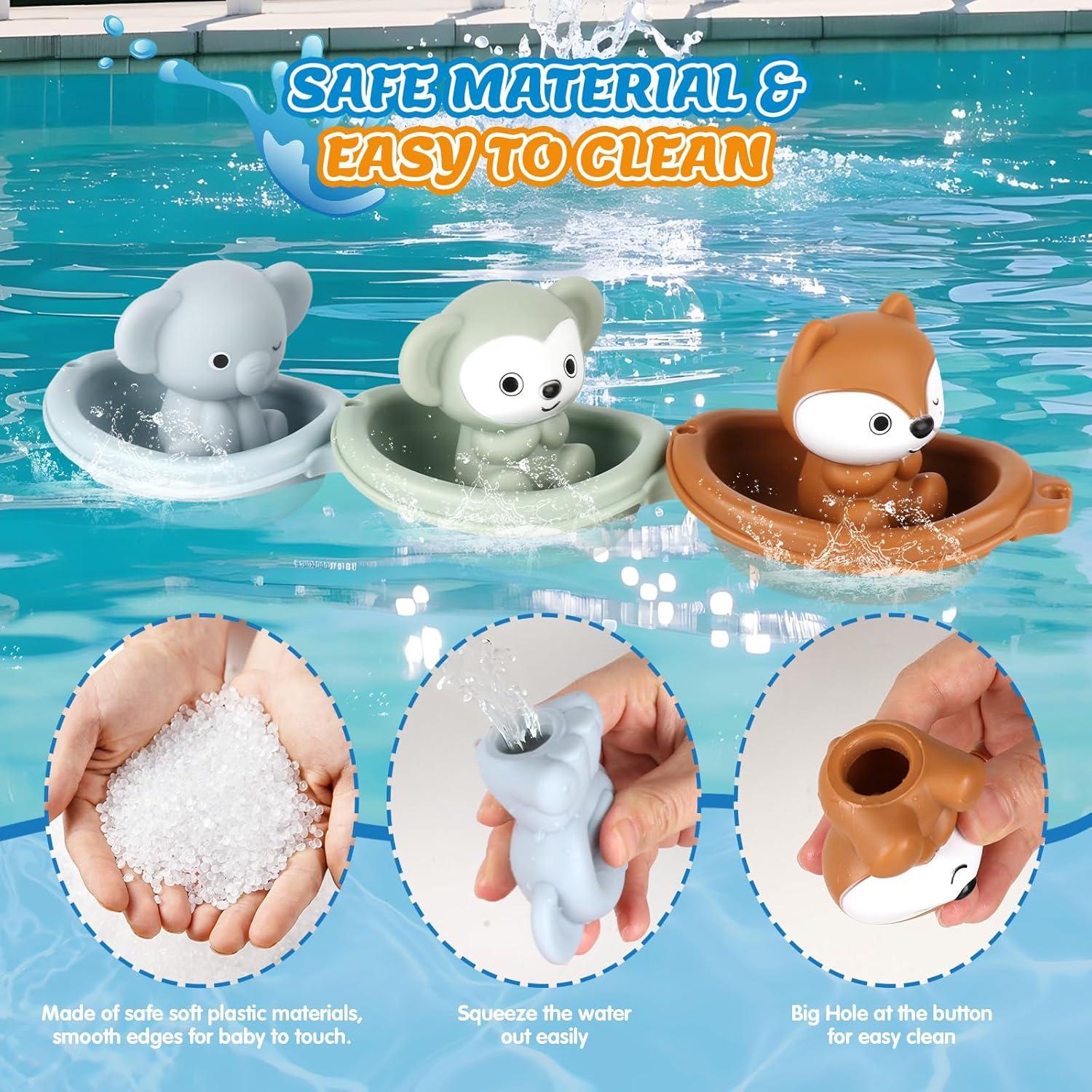 Juguetes de baño SOSUSHOE - 3 Barcos y 3 Marionetas Dedo