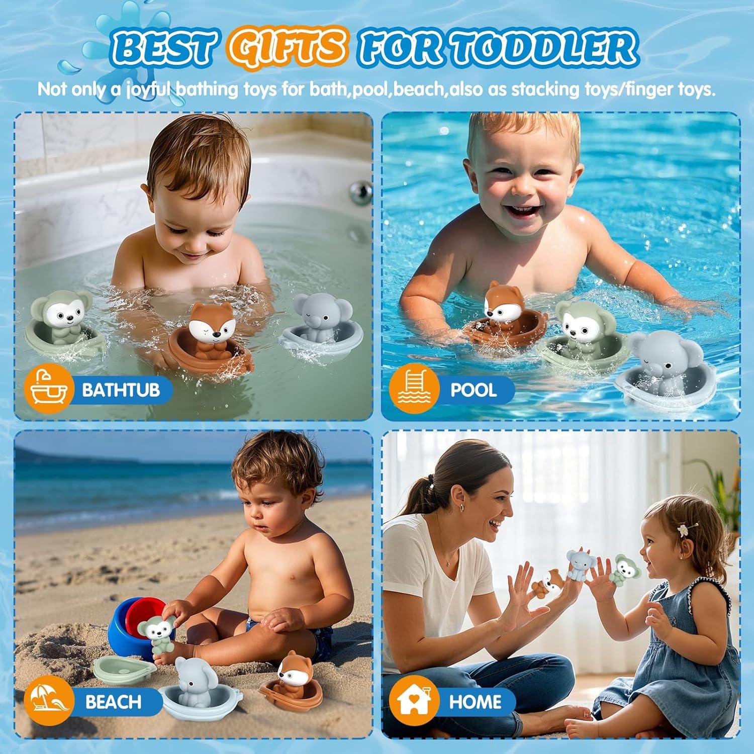 Juguetes de baño SOSUSHOE - 3 Barcos y 3 Marionetas Dedo