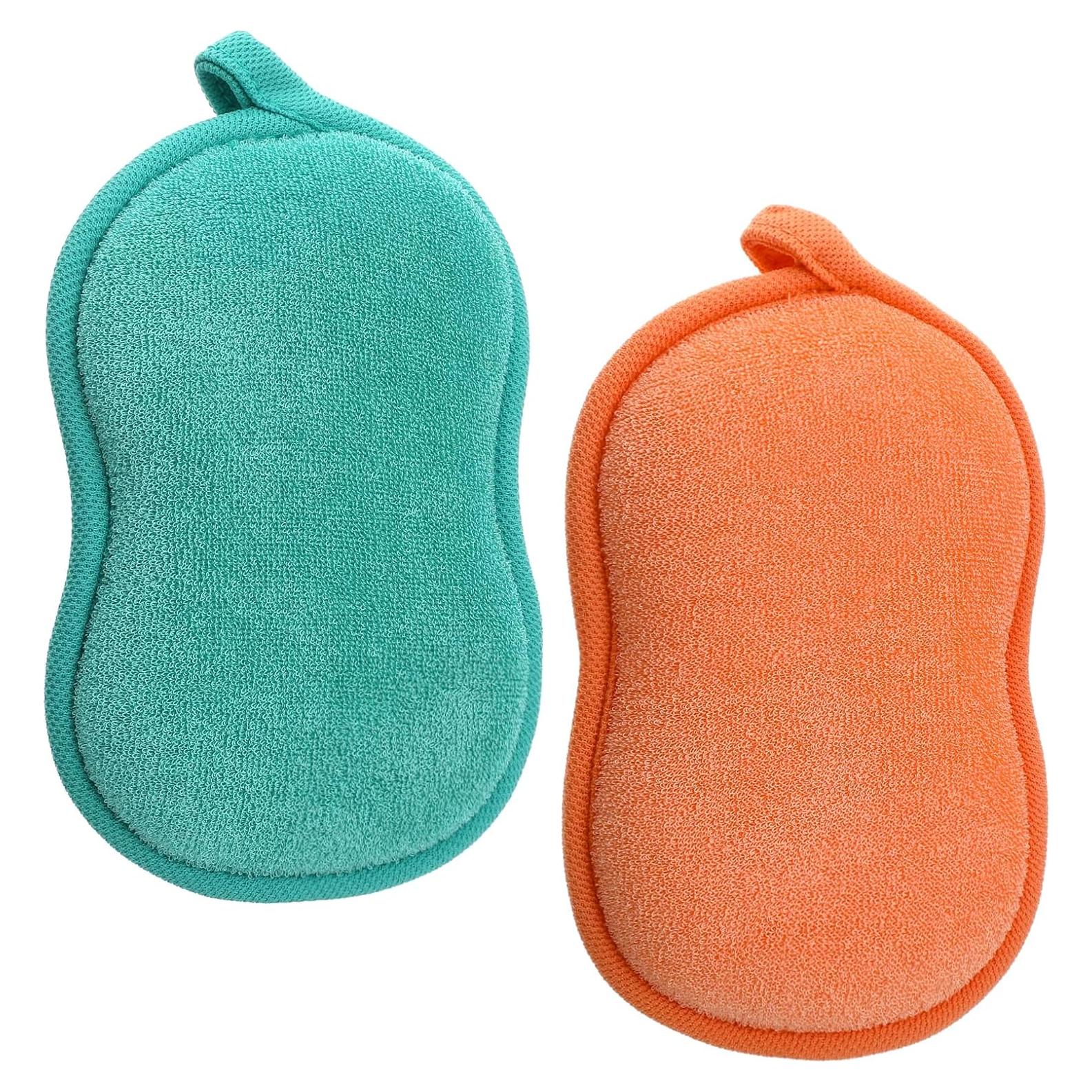 Esponjas Corporales Exfoliantes Xinjoduz 2 Pcs Verde Naranja