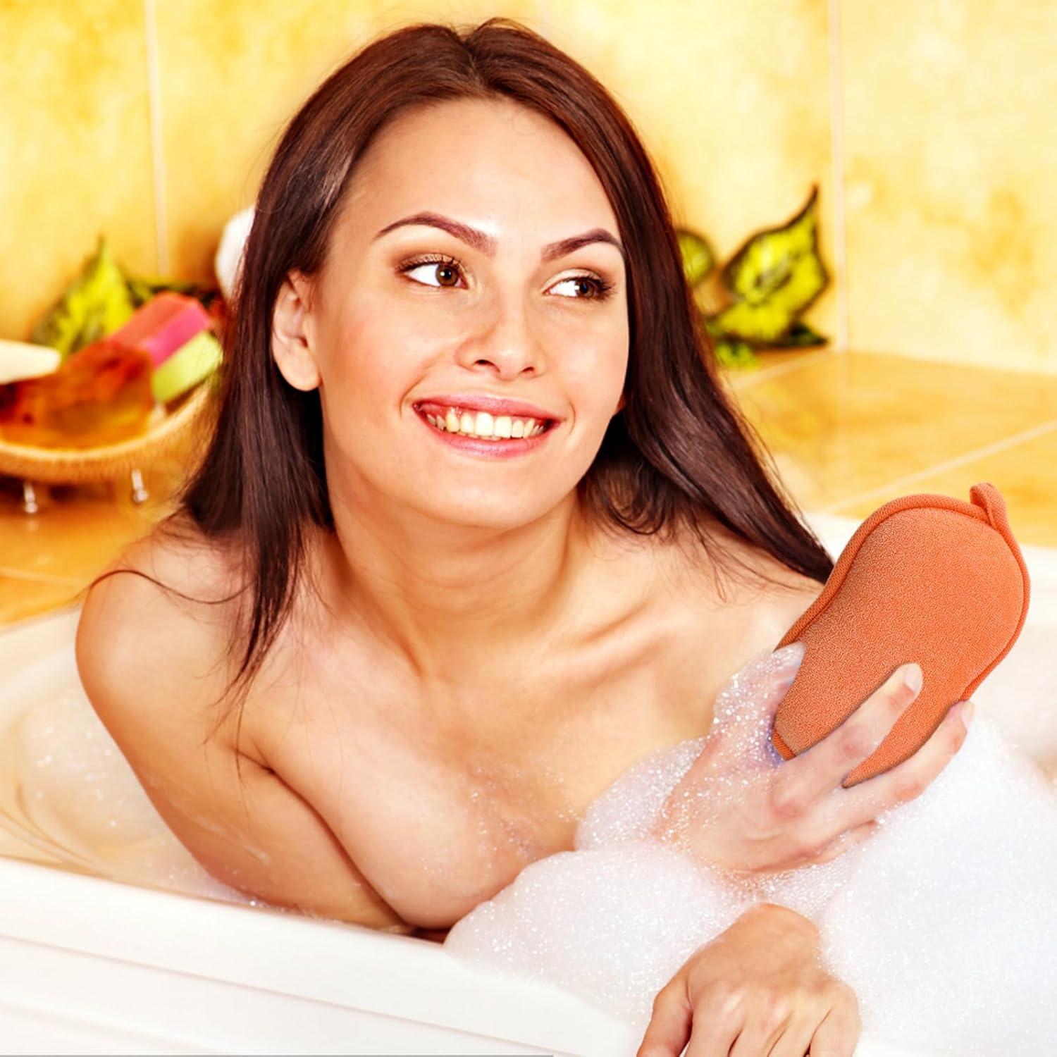 Esponjas Corporales Exfoliantes Xinjoduz 2 Pcs Verde Naranja