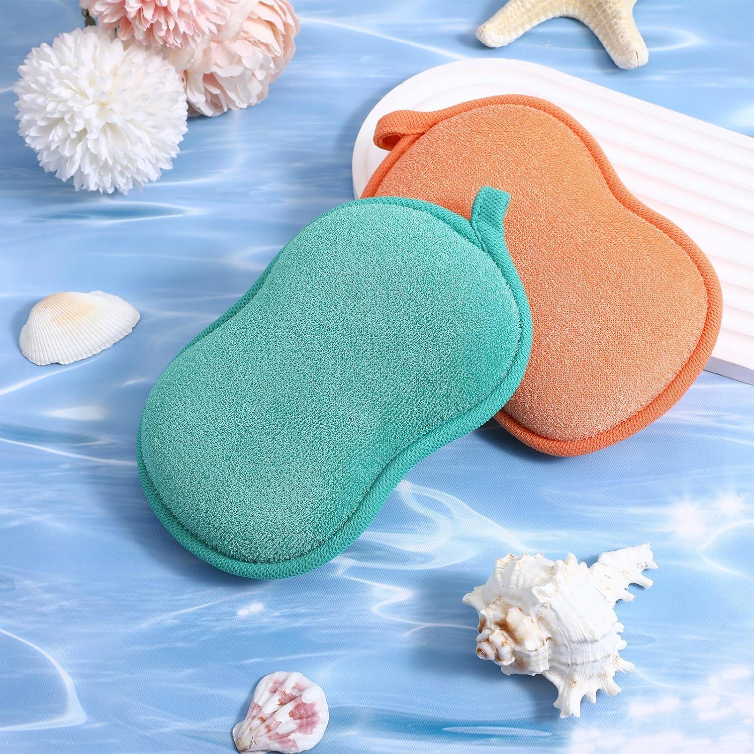 Esponjas Corporales Exfoliantes Xinjoduz 2 Pcs Verde Naranja