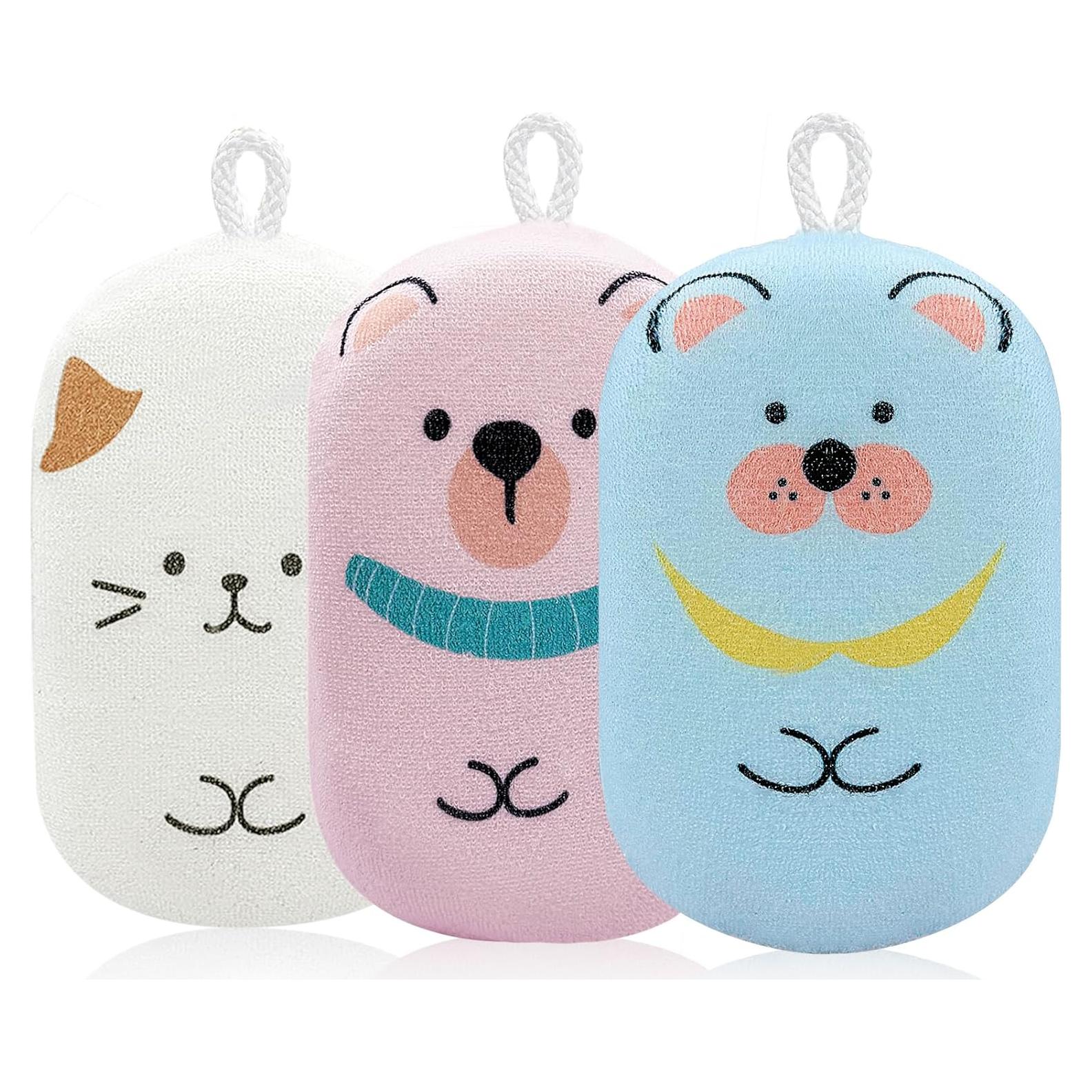 Esponja de Baño Exfoliante Suave JieLiLeHome - Paquete de 3 Animales