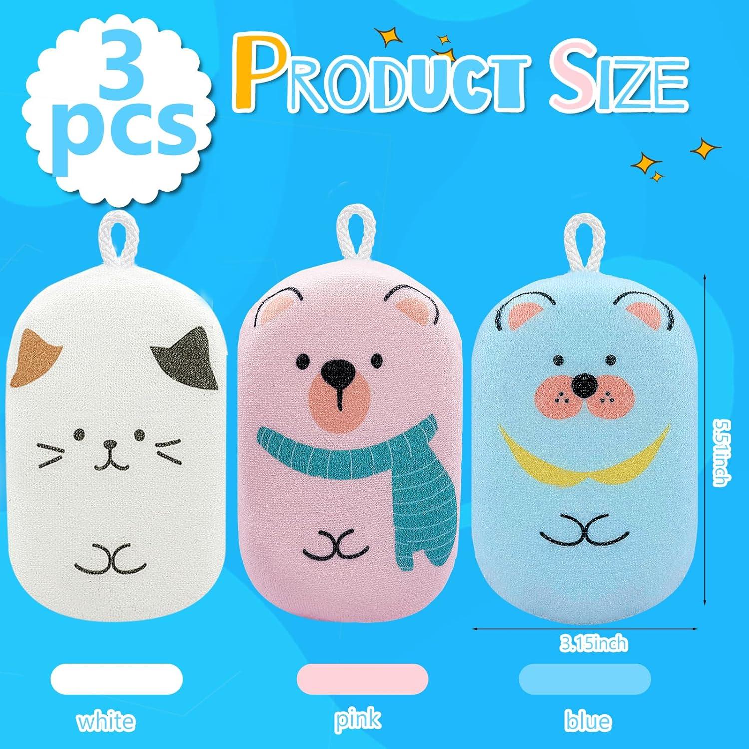 Esponja de Baño Exfoliante Suave JieLiLeHome - Paquete de 3 Animales