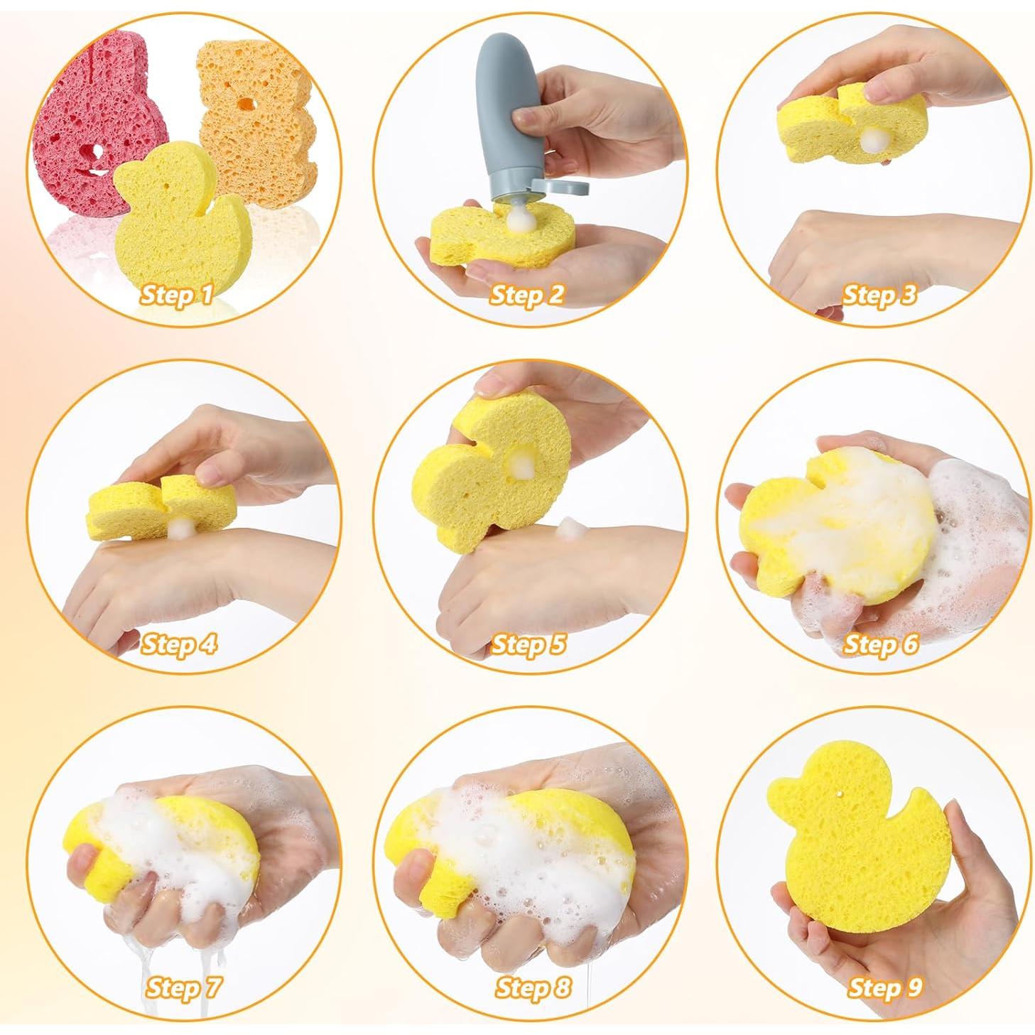 Juego de 3 Esponjas de Baño para Bebés CIATBYYJ - Conejo, Pato, Oso