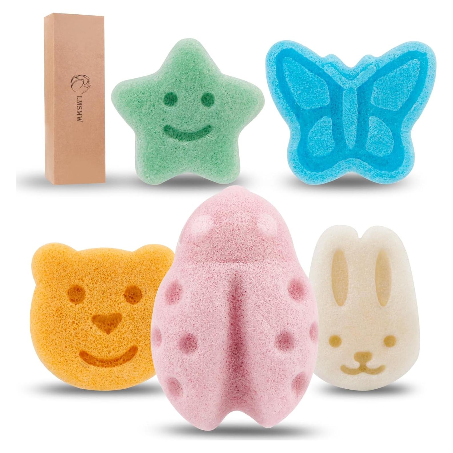 Juego de Esponjas Konjac para Bebés - 5 Piezas Suaves y Naturales