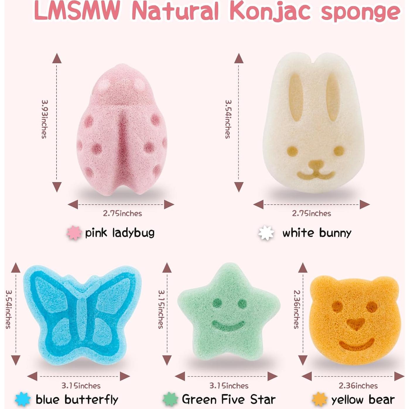 Juego de Esponjas Konjac para Bebés - 5 Piezas Suaves y Naturales