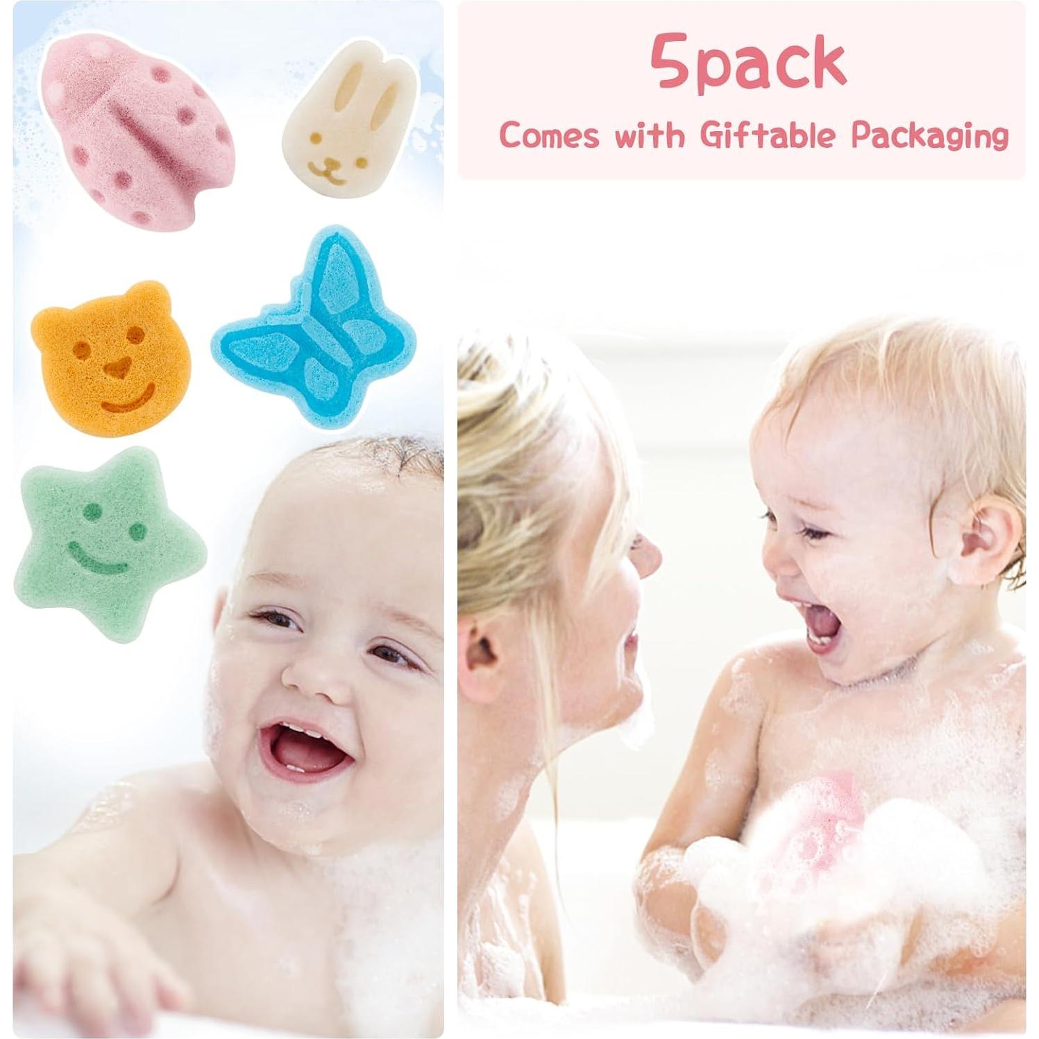 Juego de Esponjas Konjac para Bebés - 5 Piezas Suaves y Naturales