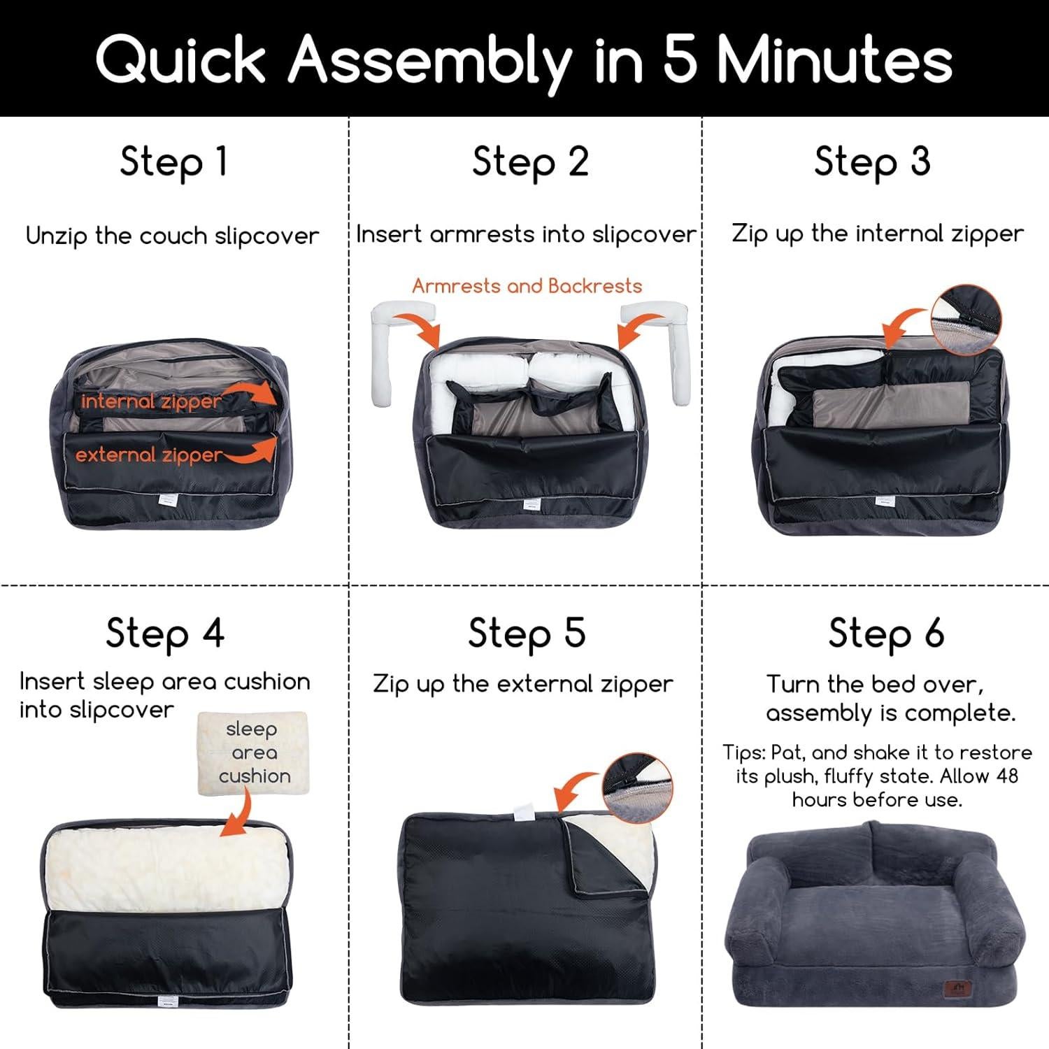 Sofá para Mascotas Hollypet Gris 60x45 cm Suave y Elegante